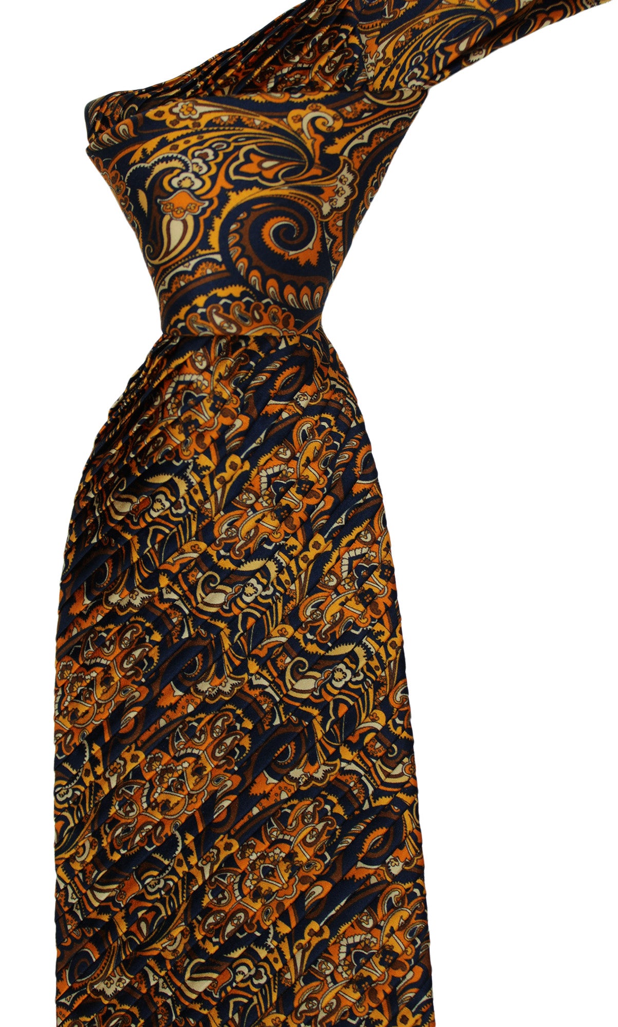 Italo Ferretti Satin Multicolored Paisley Pleated Tie