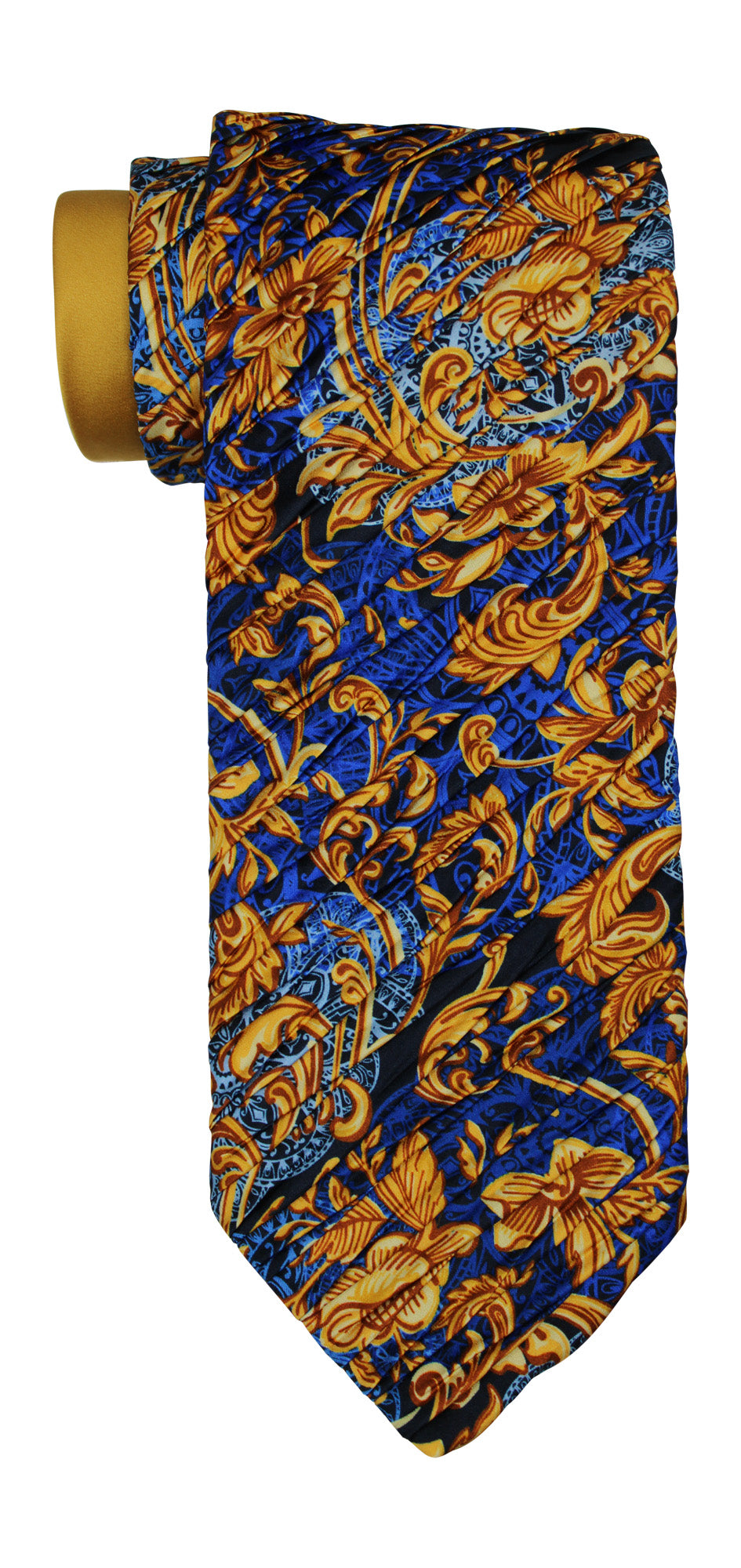 Italo Ferretti Satin Multicolored Two Toned Paisley Pleated Tie