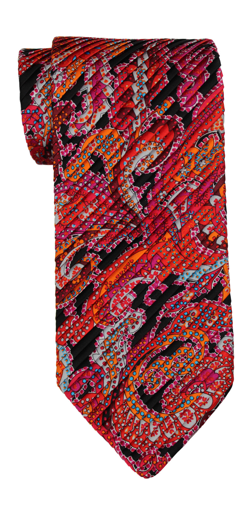 Italo Ferretti Multicolored Two Toned Paisley Pleated Tie