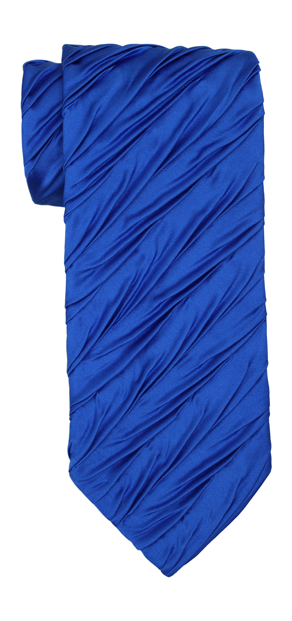 Italo Ferretti Satin Blue Two Toned Pleated Tie