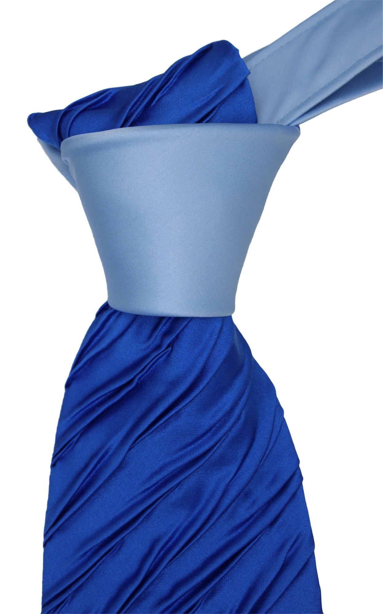 Italo Ferretti Satin Blue Two Toned Pleated Tie