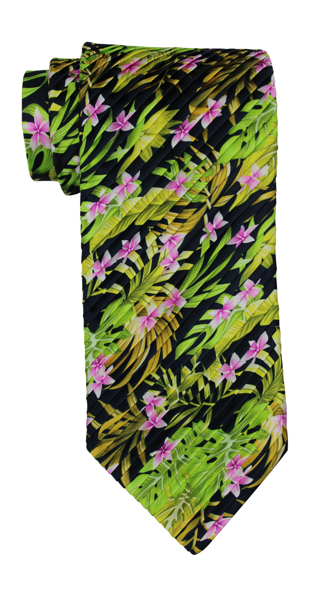 Italo Ferretti Satin Foliage  Pleated Tie