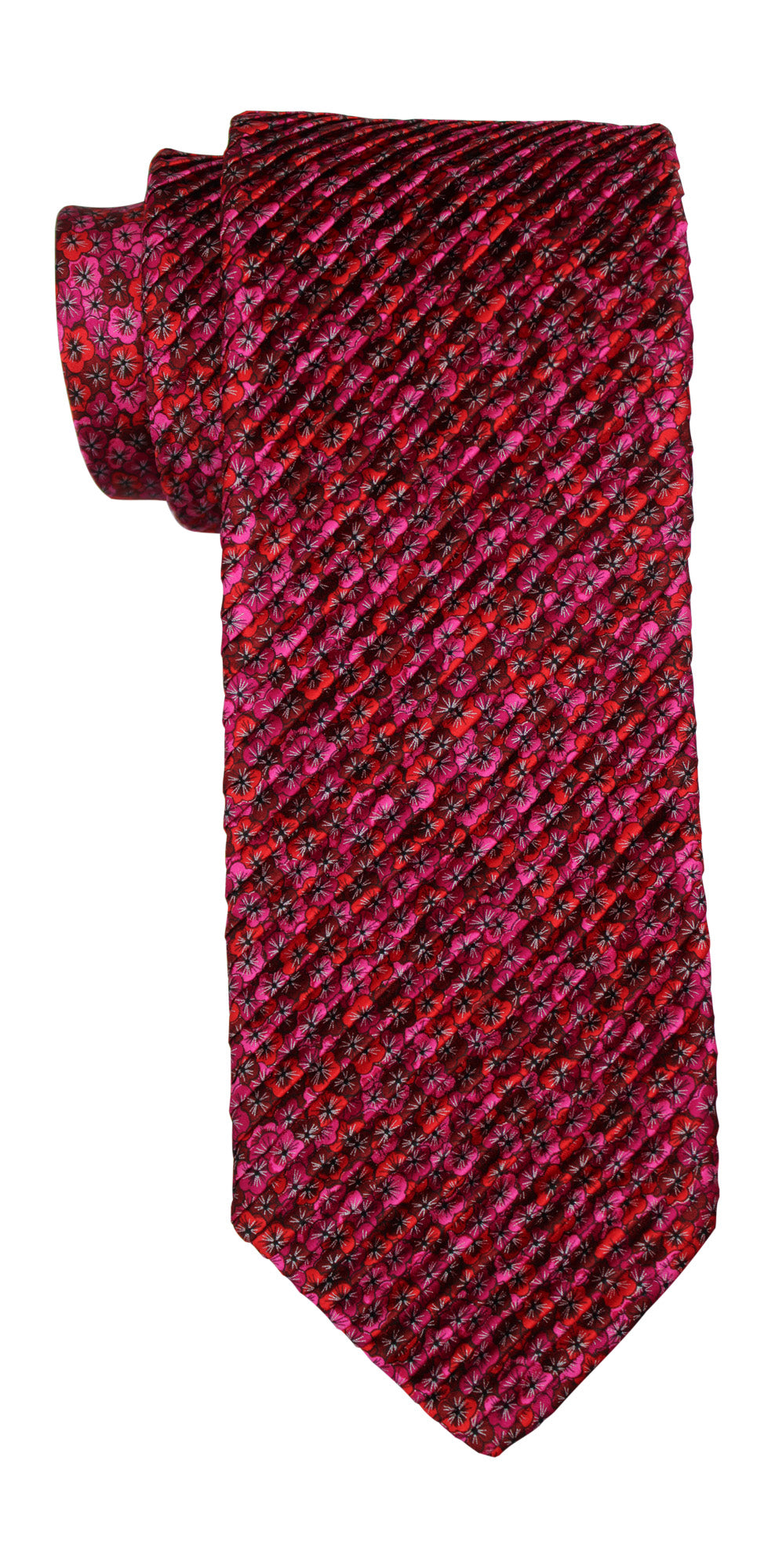 Italo Ferretti Satin Pink Floral Pleated Tie