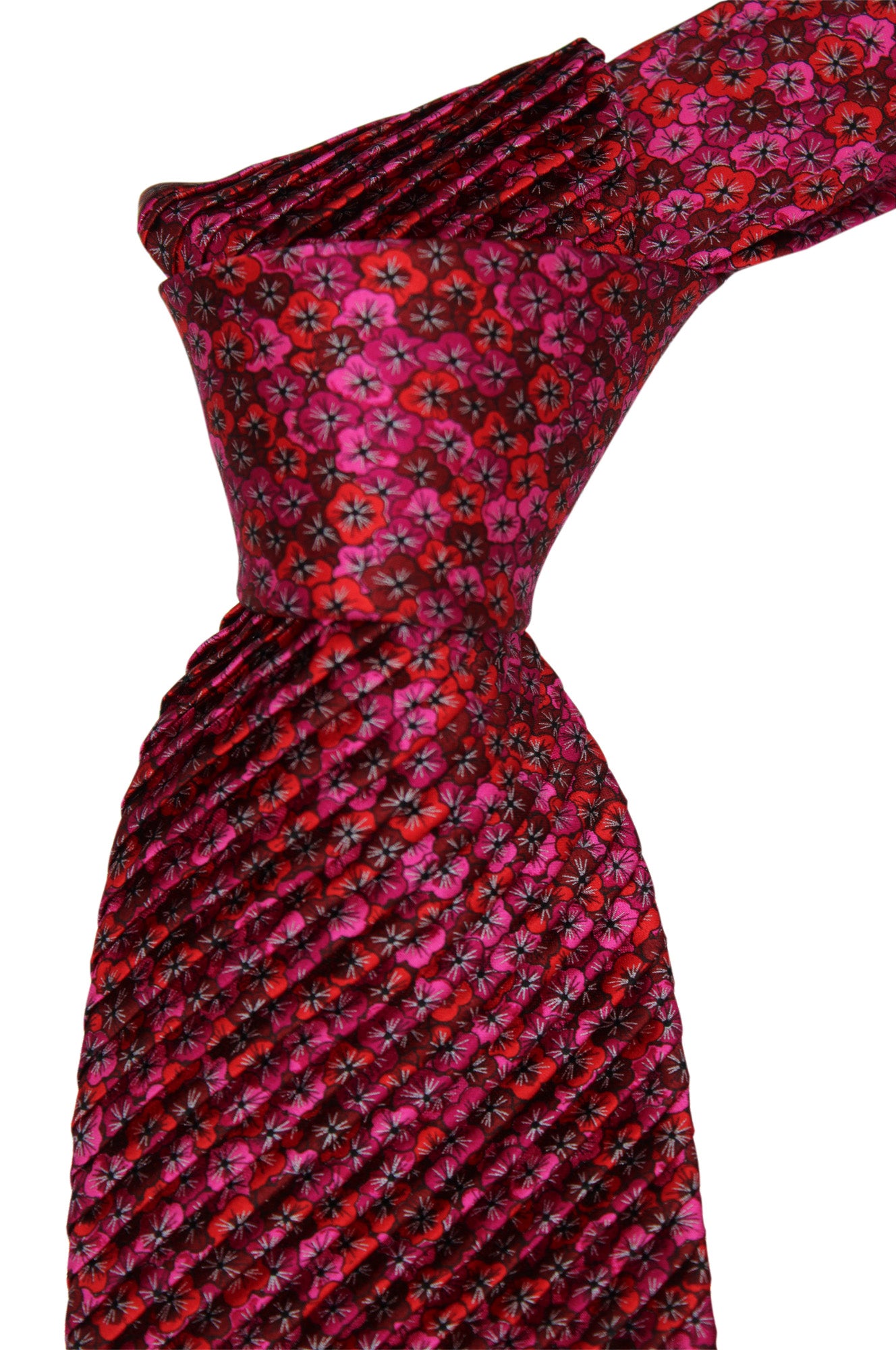 Italo Ferretti Satin Pink Floral Pleated Tie