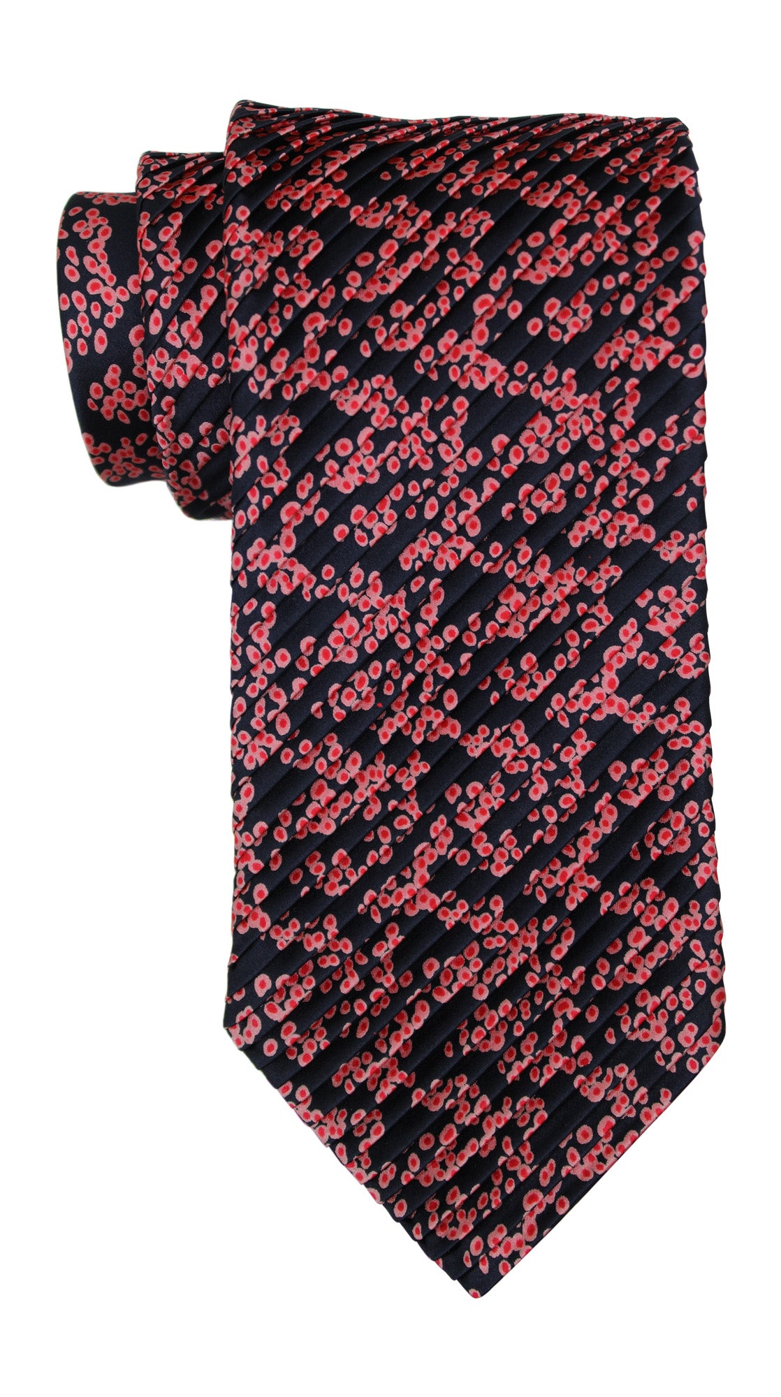 Italo Ferretti Satin Pink Black Geometric Pleated Tie