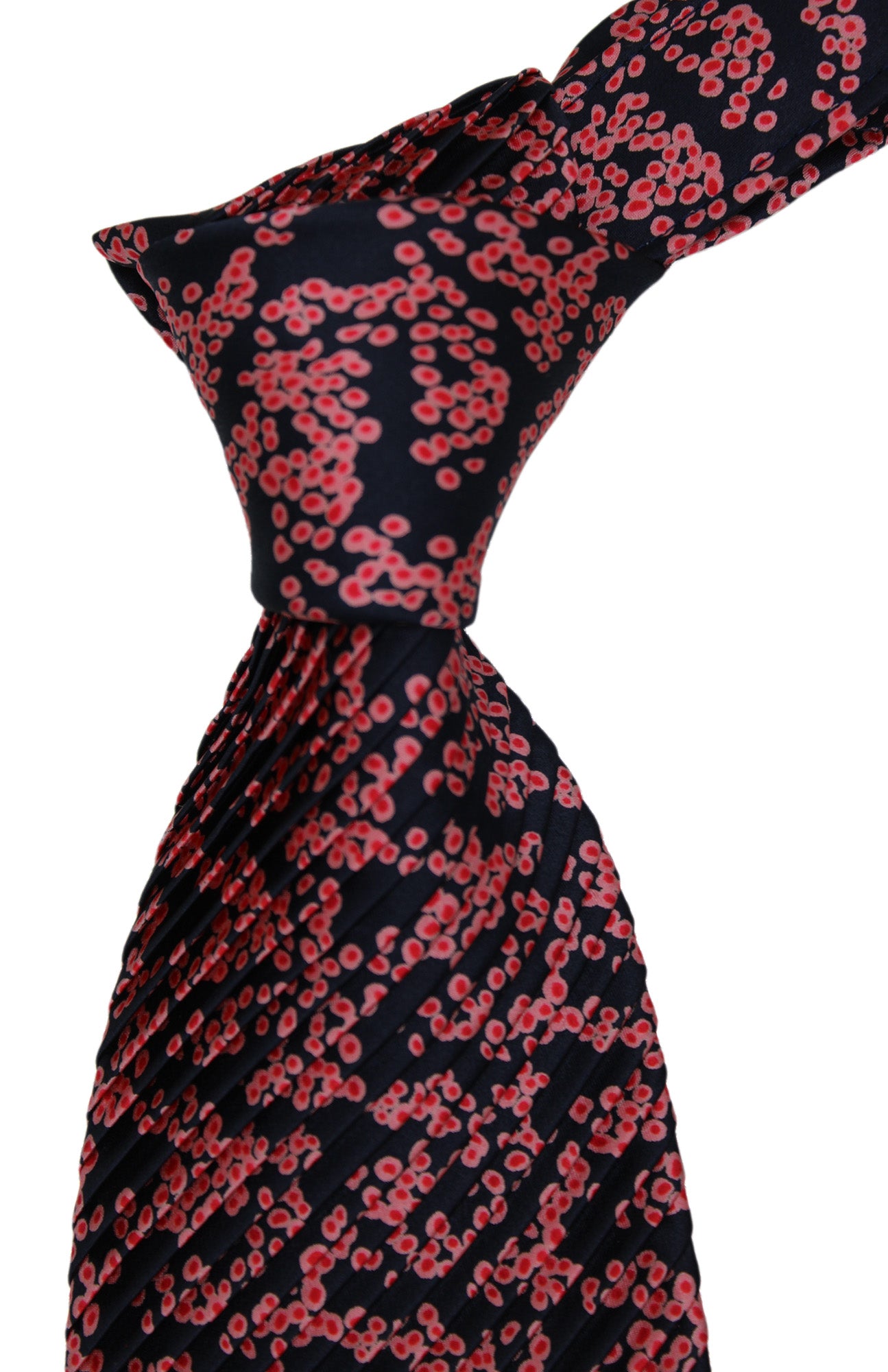 Italo Ferretti Satin Pink Black Geometric Pleated Tie