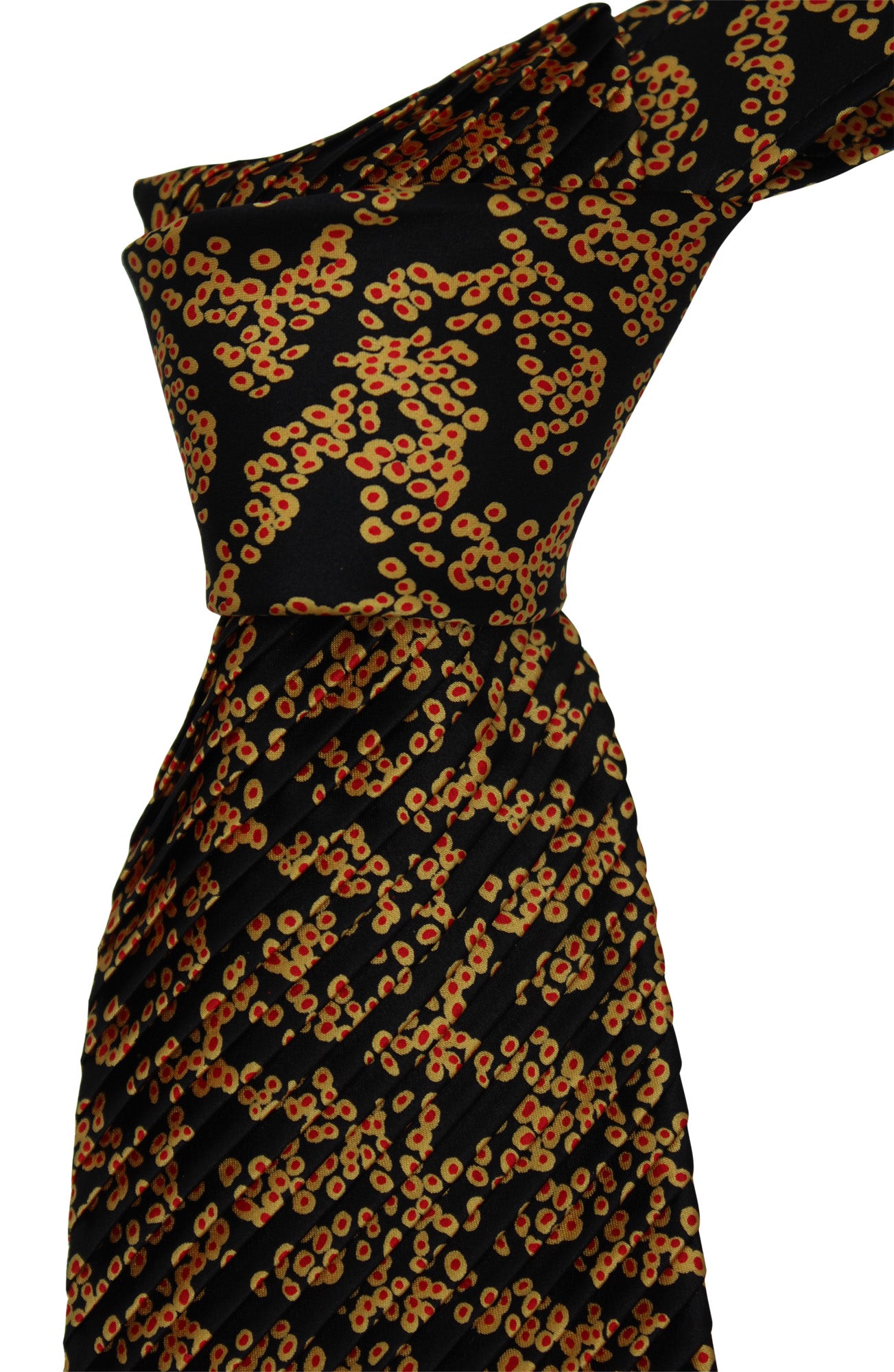 Italo Ferretti Satin Orange Black Geometric Pleated Tie