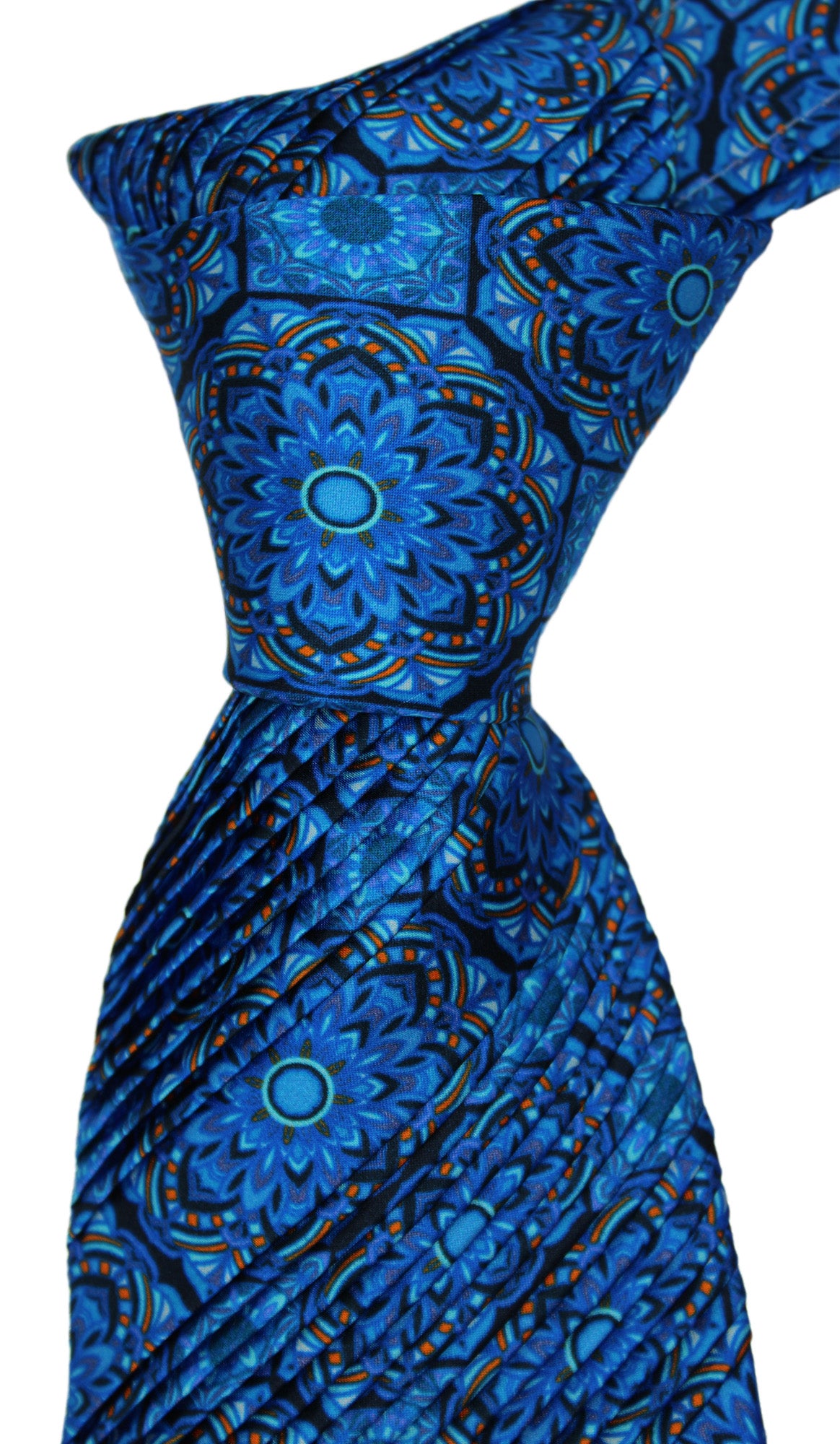 Italo Ferretti Satin Blue Tapestry Paisley Pleated Tie