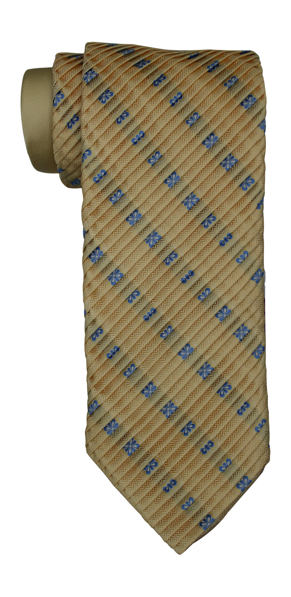 Italo Ferretti Yellow Two Toned Geometric Pleated Tie