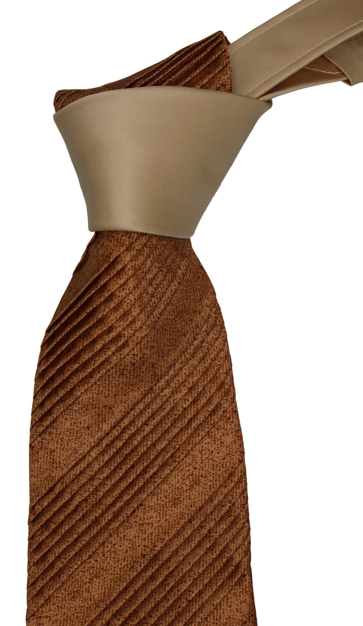 Italo Ferretti Cream Brown Two Toned  Pleated Tie