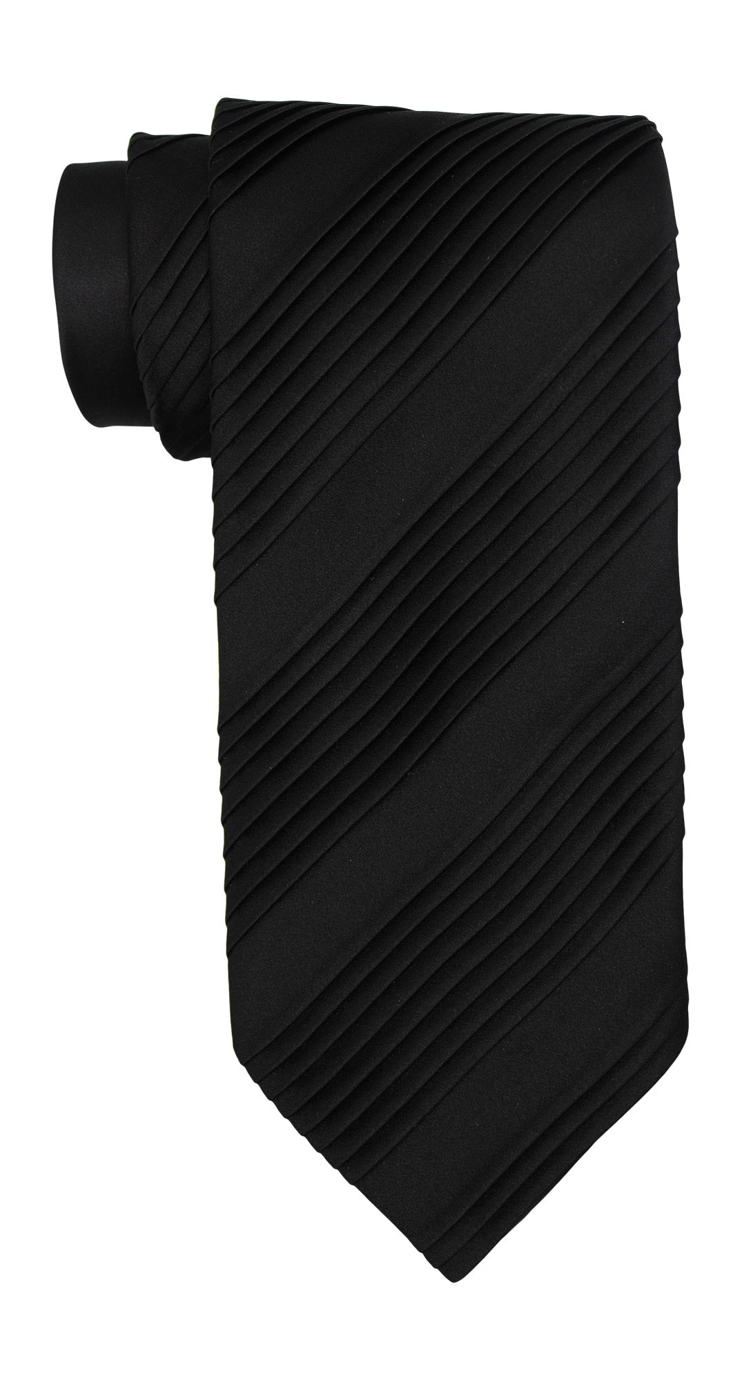 Italo Ferretti Satin Black Pleated Tie