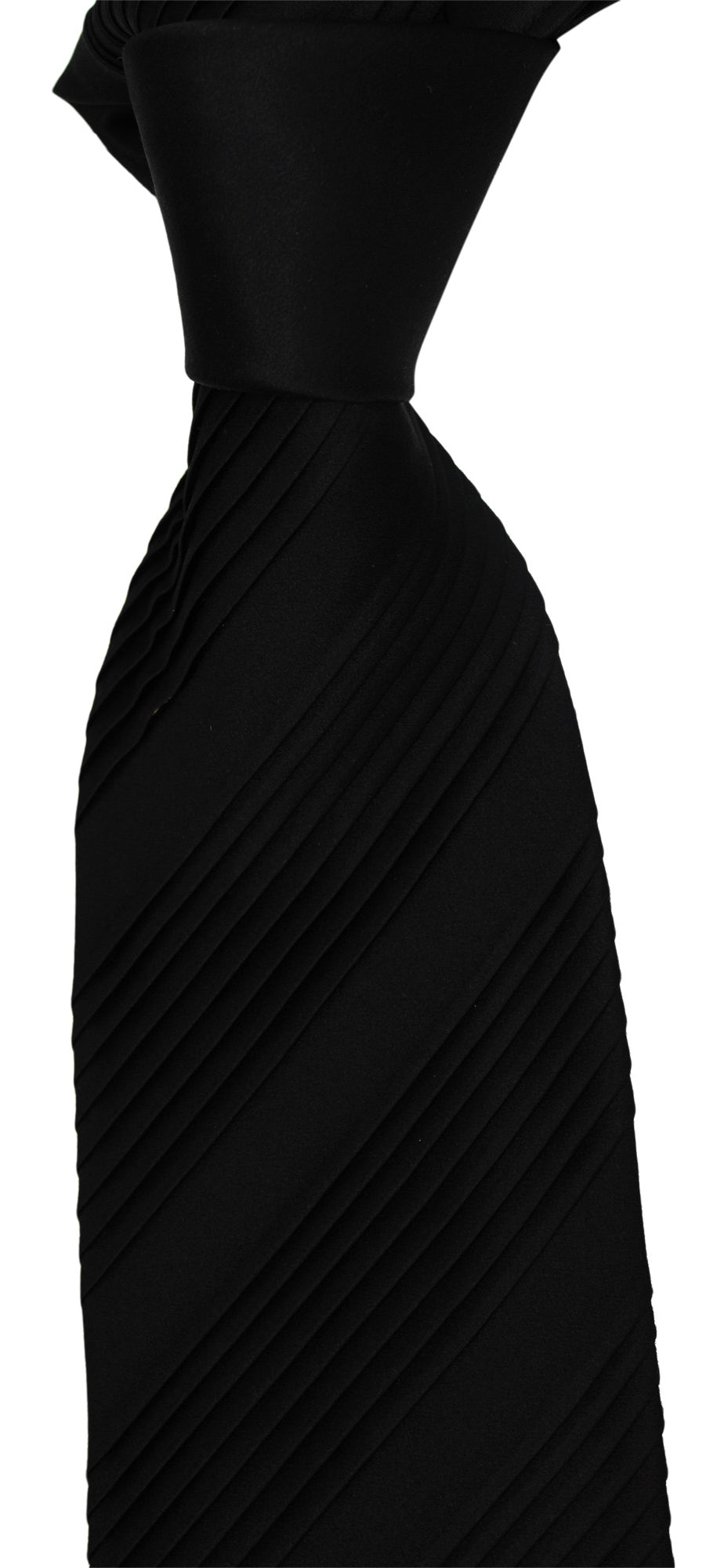 Italo Ferretti Satin Black Pleated Tie