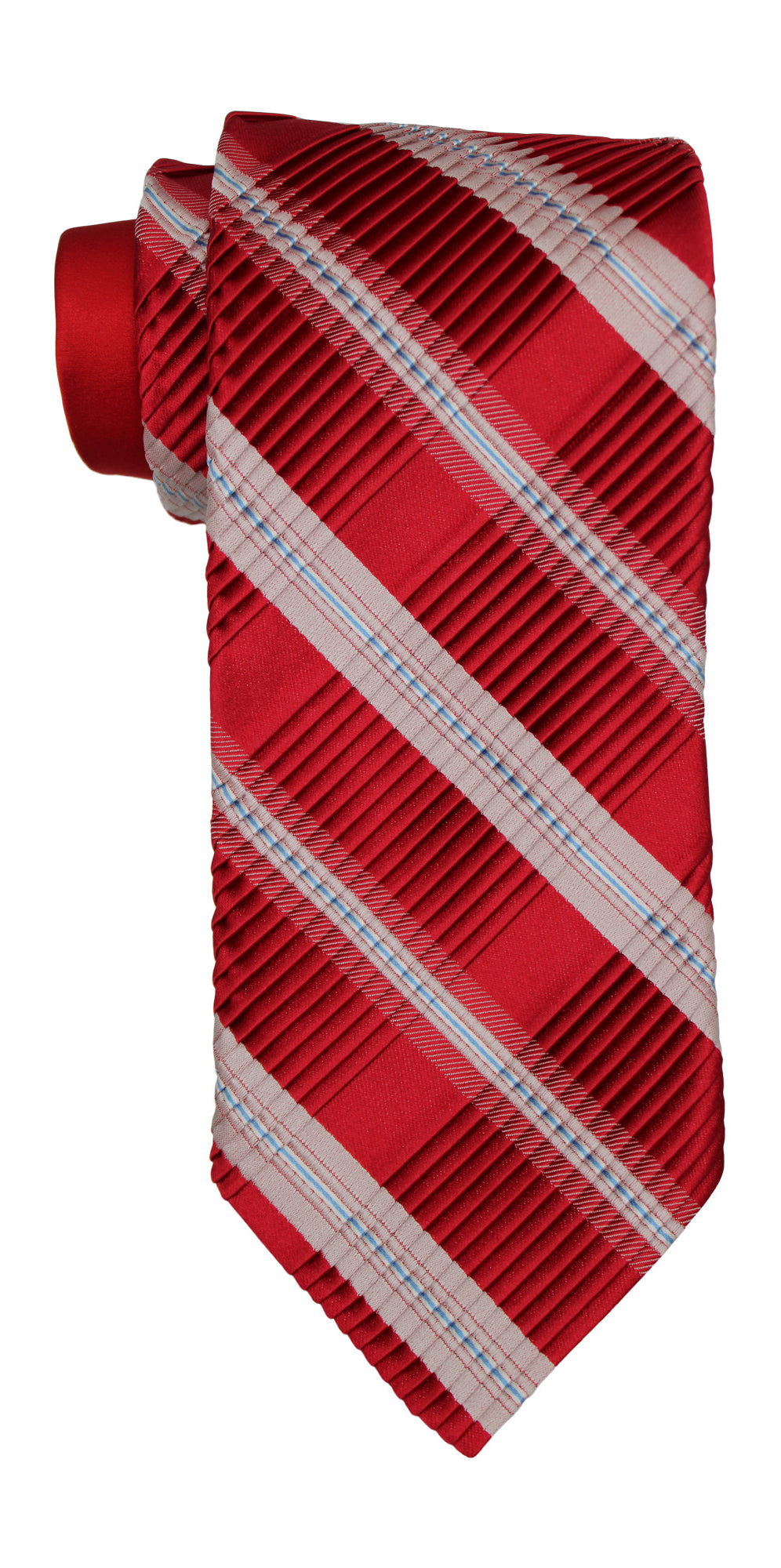 Italo Ferretti Red Striped Pleated Tie
