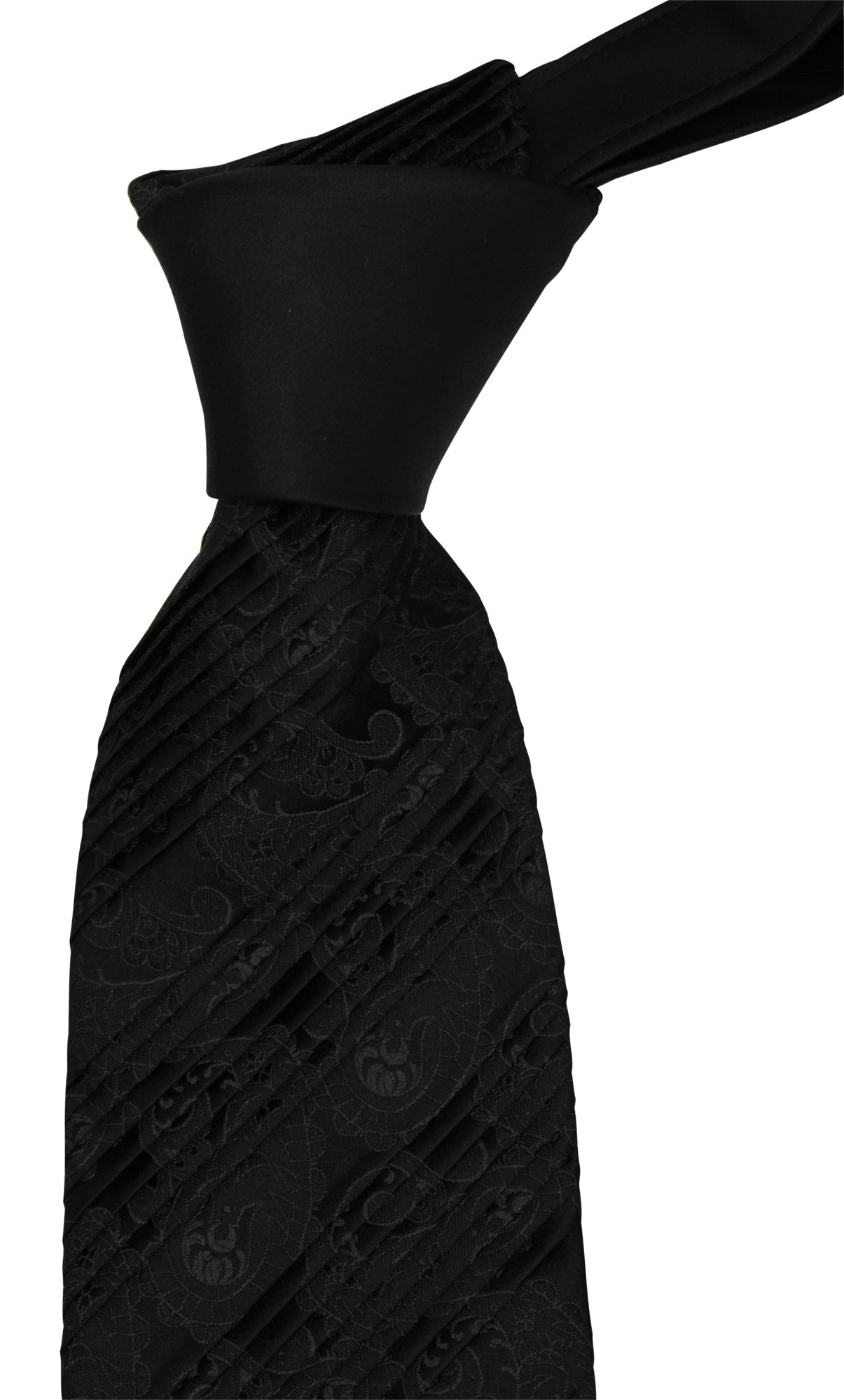 Italo Ferretti Black Paisley Pleated Tie