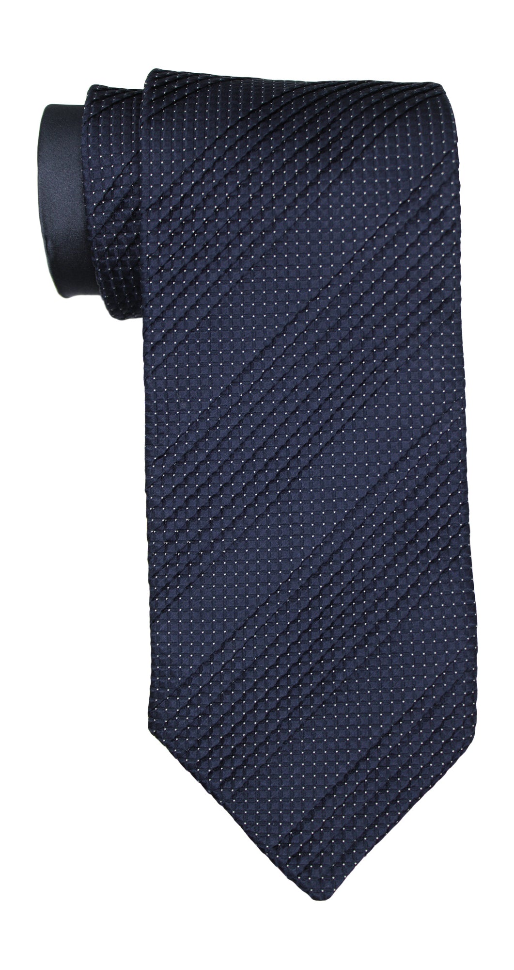 Italo Ferretti Navy Two Toned Geometric Pleated Tie