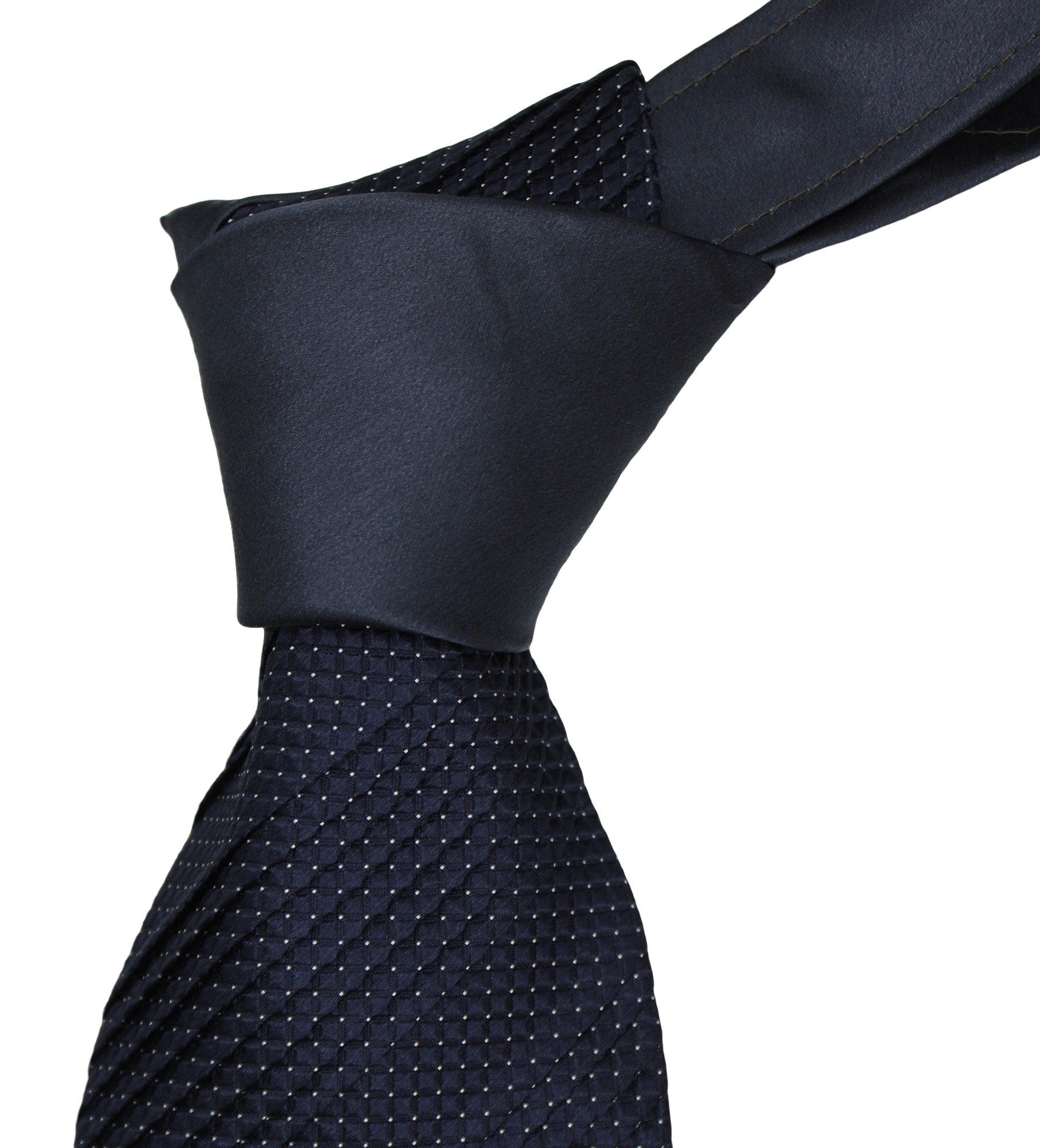 Italo Ferretti Navy Two Toned Geometric Pleated Tie