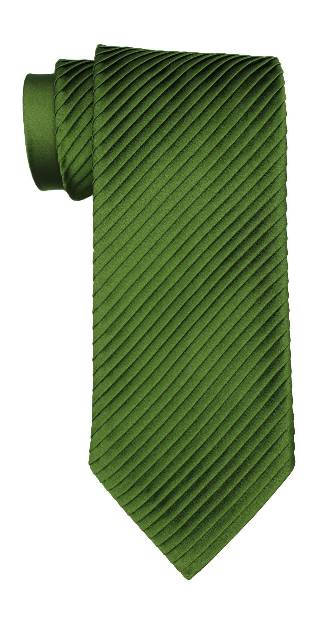 Italo Ferretti Satin Solid Green Two Toned Pleated Tie