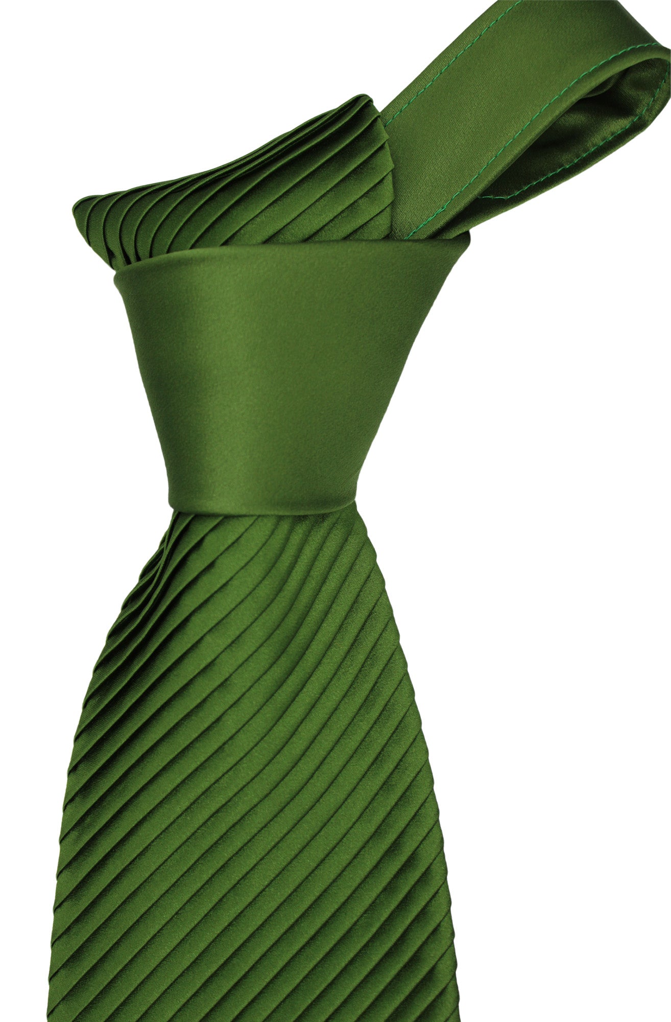 Italo Ferretti Satin Solid Green Two Toned Pleated Tie