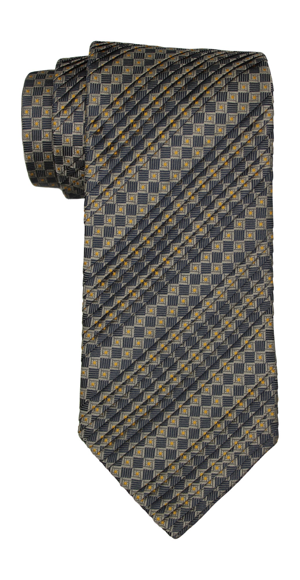 Italo Ferrett Gray Geometric Pleated Tie