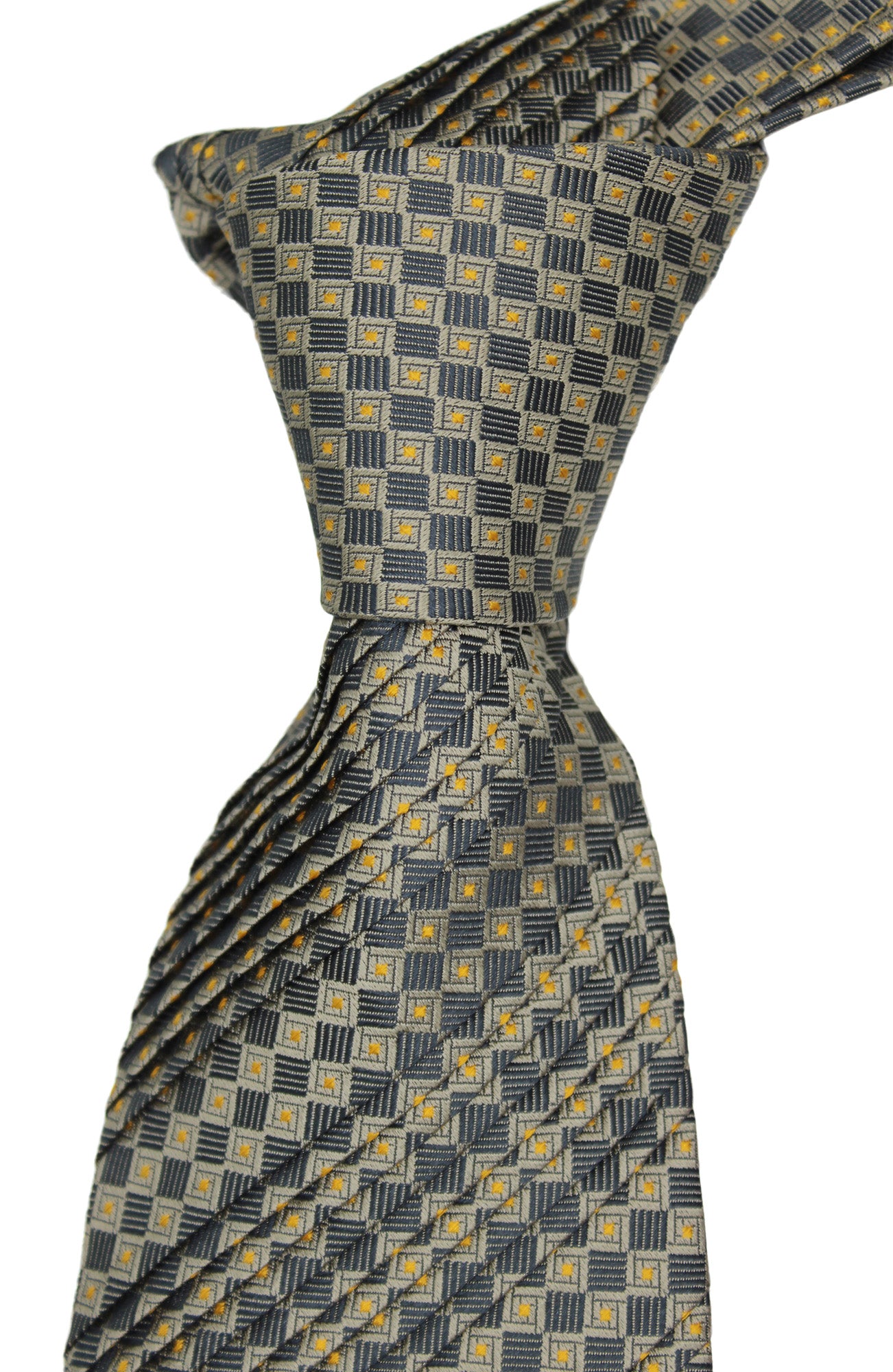 Italo Ferrett Gray Geometric Pleated Tie