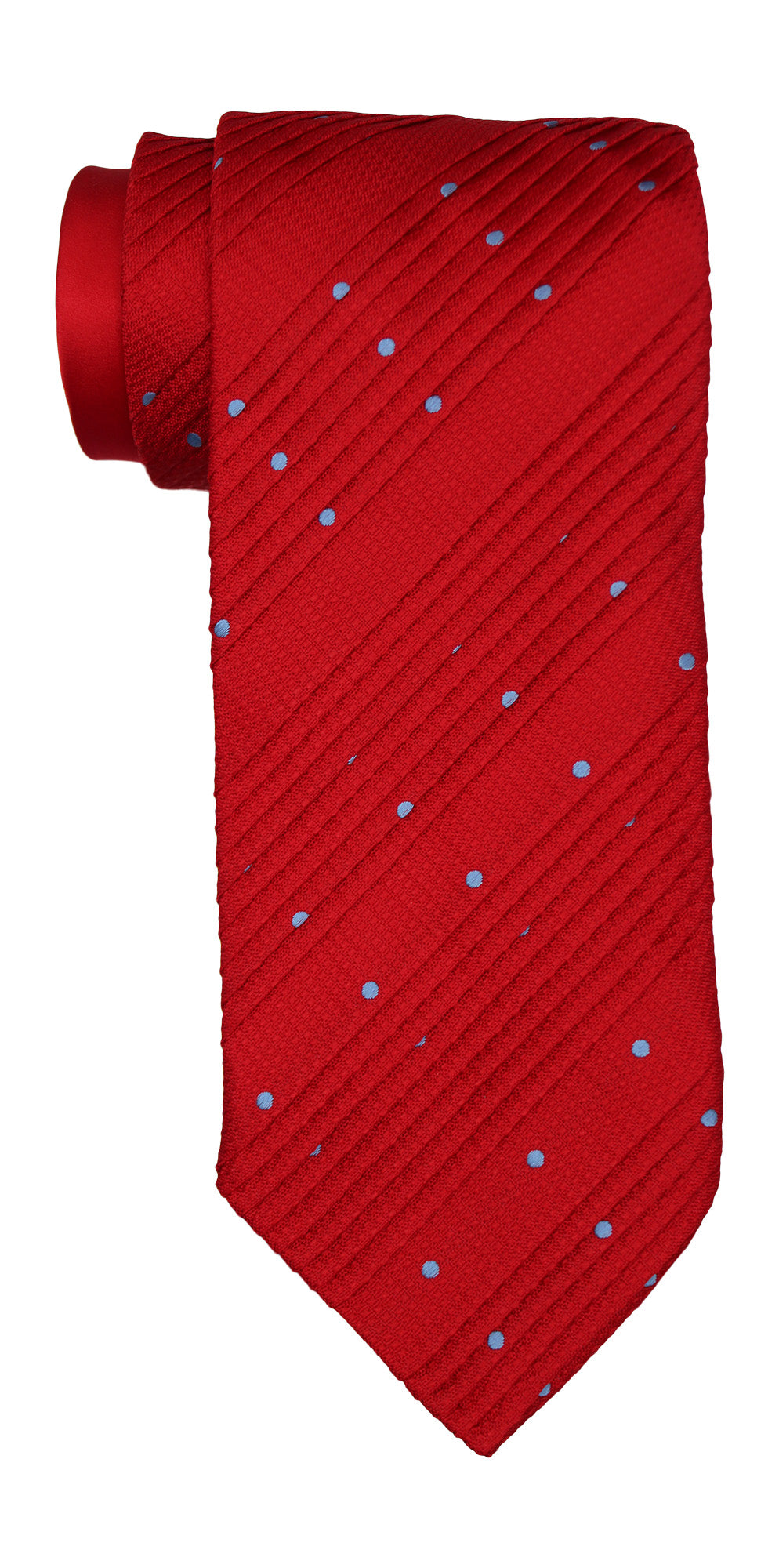 Italo Ferretti Satin Red Polka dots Two Toned Pleated Tie