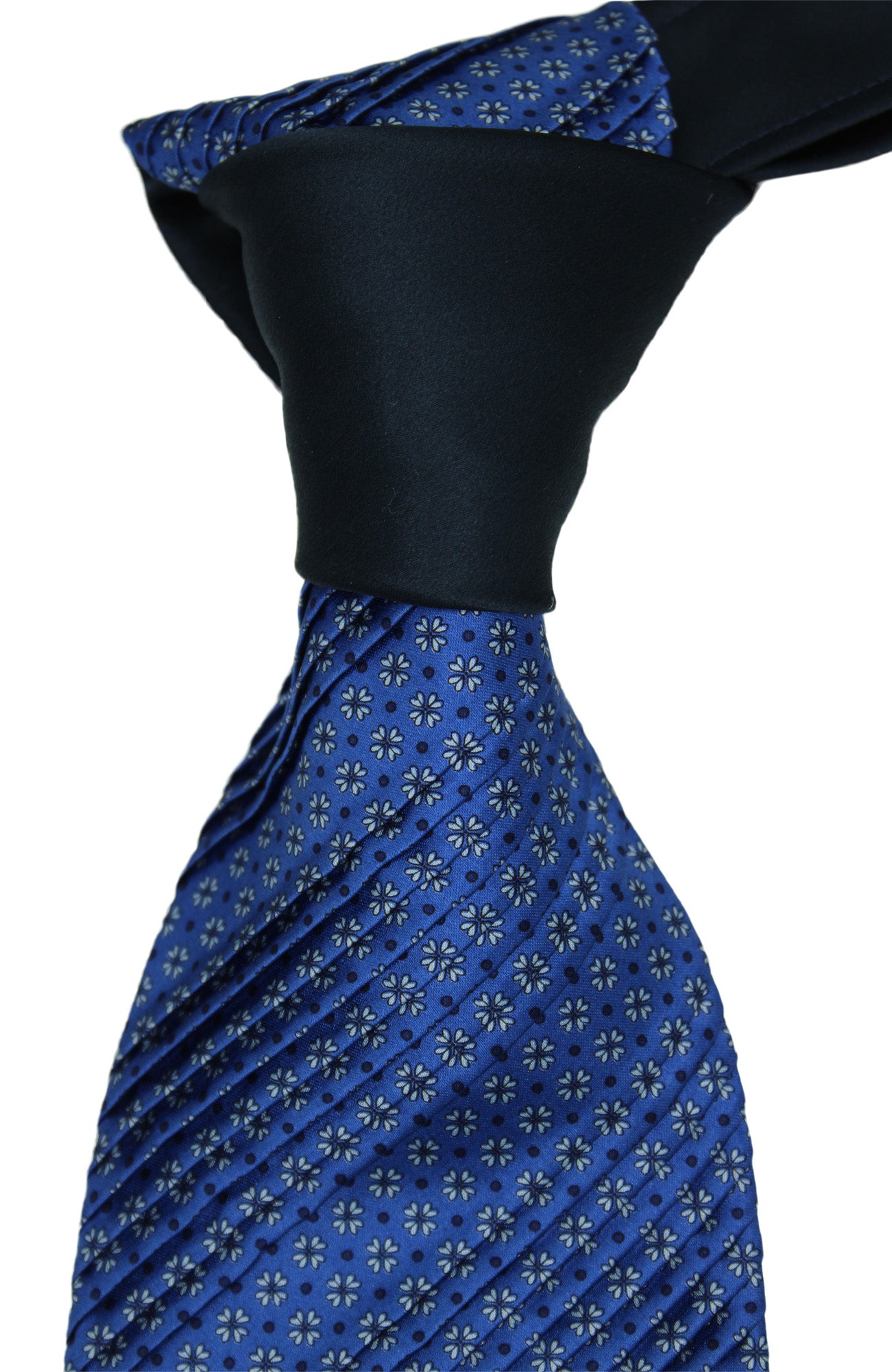 Italo Ferrett Satin Blue Geometric Pleated Tie