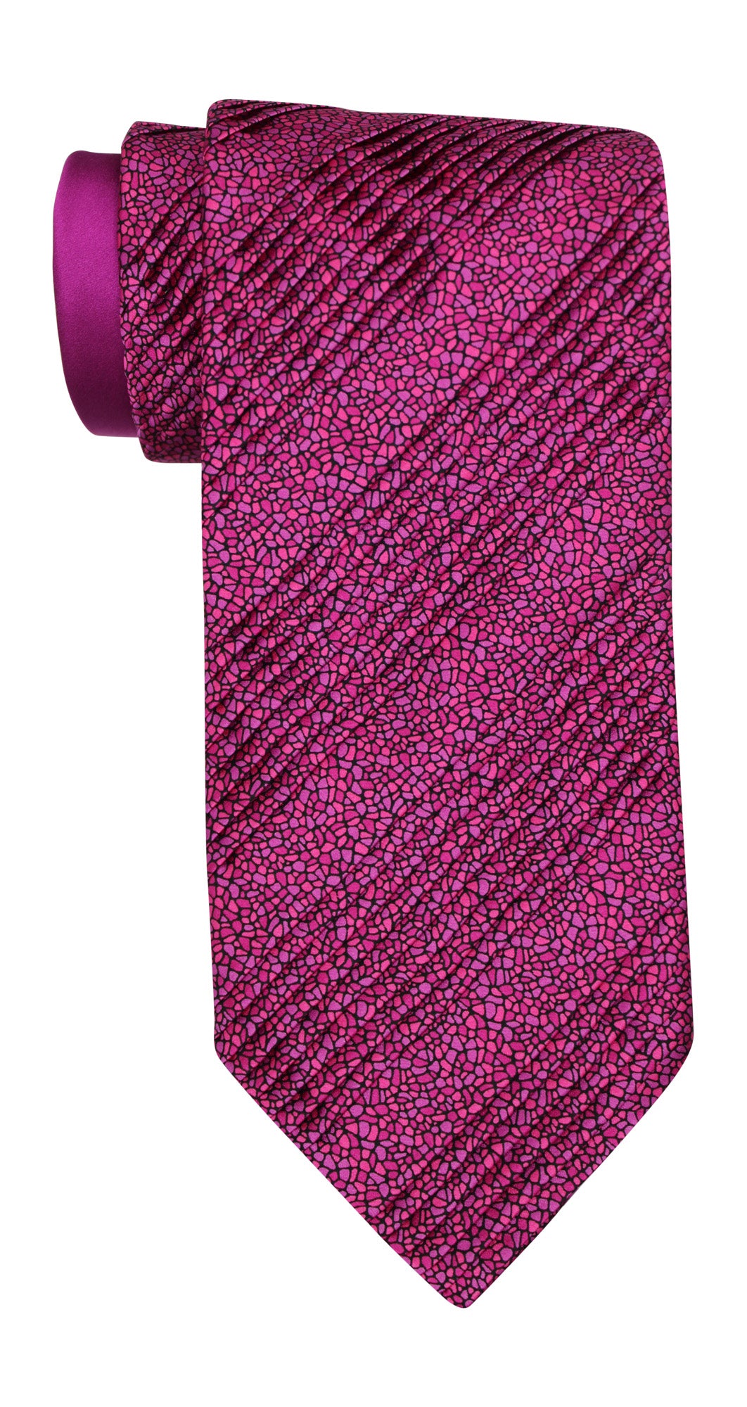 Italo Ferretti Pink Geometric Two Toned Pleated Tie