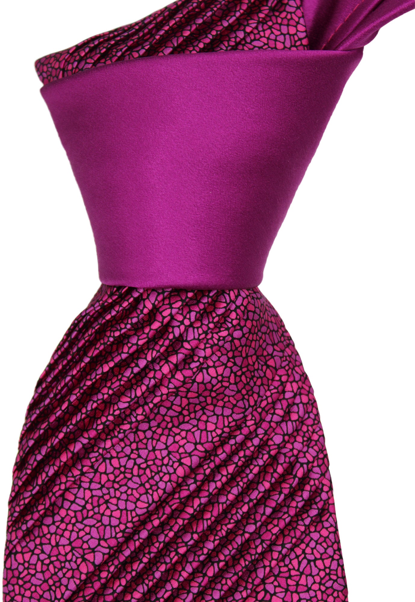 Italo Ferretti Pink Geometric Two Toned Pleated Tie