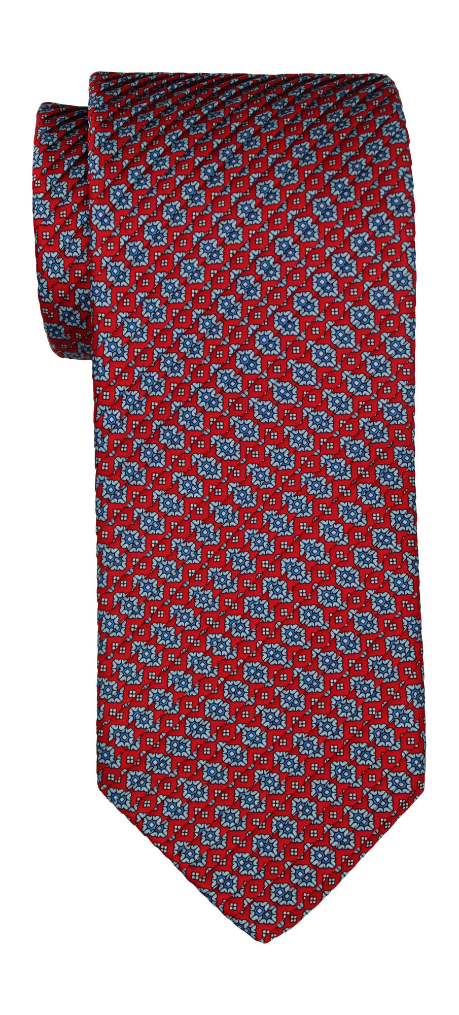 Italo Ferretti Satin Red Geometric Two Toned Pleated Tie