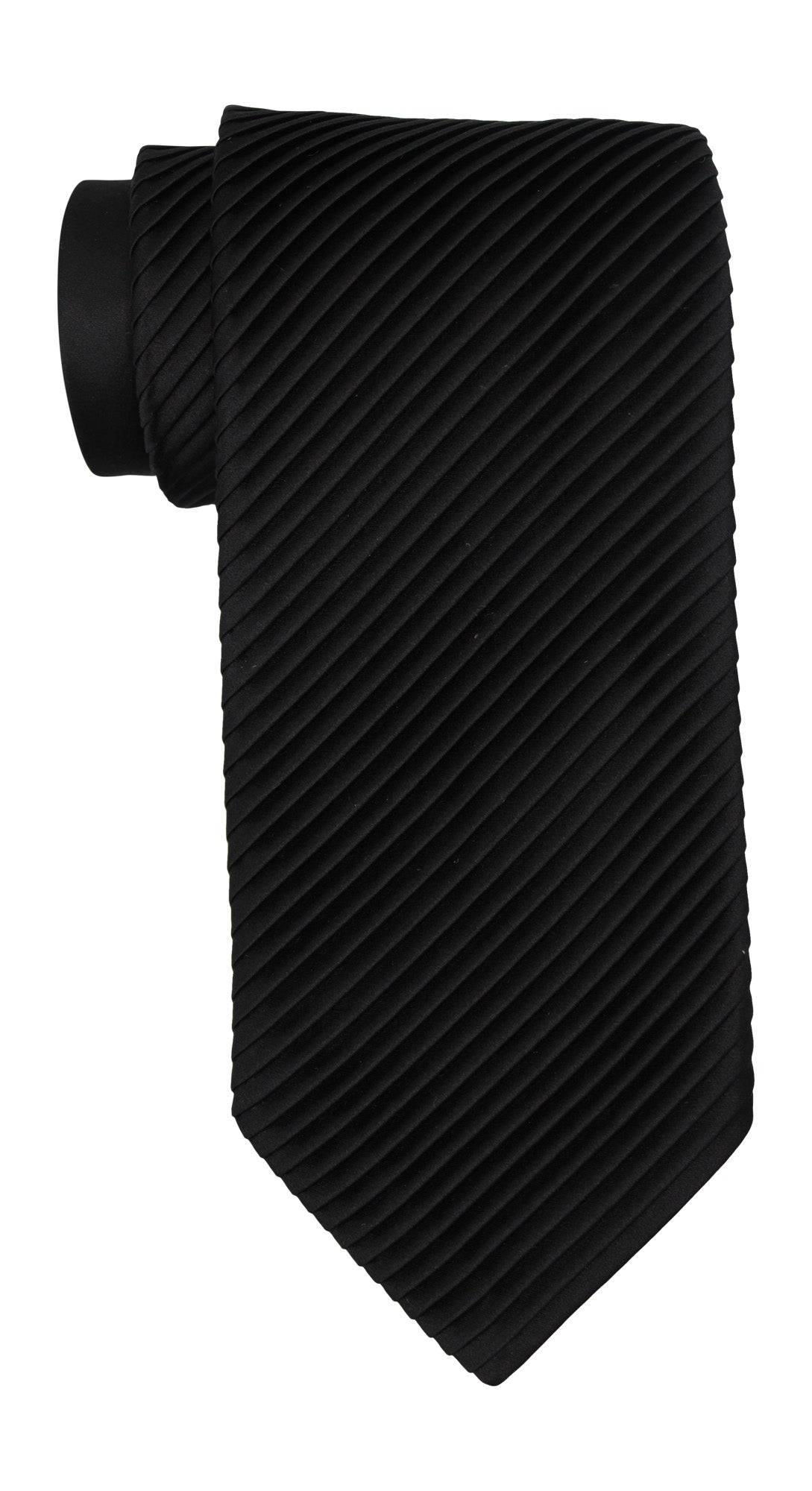 Italo Ferretti Satin Black Two Toned Pleated Tie