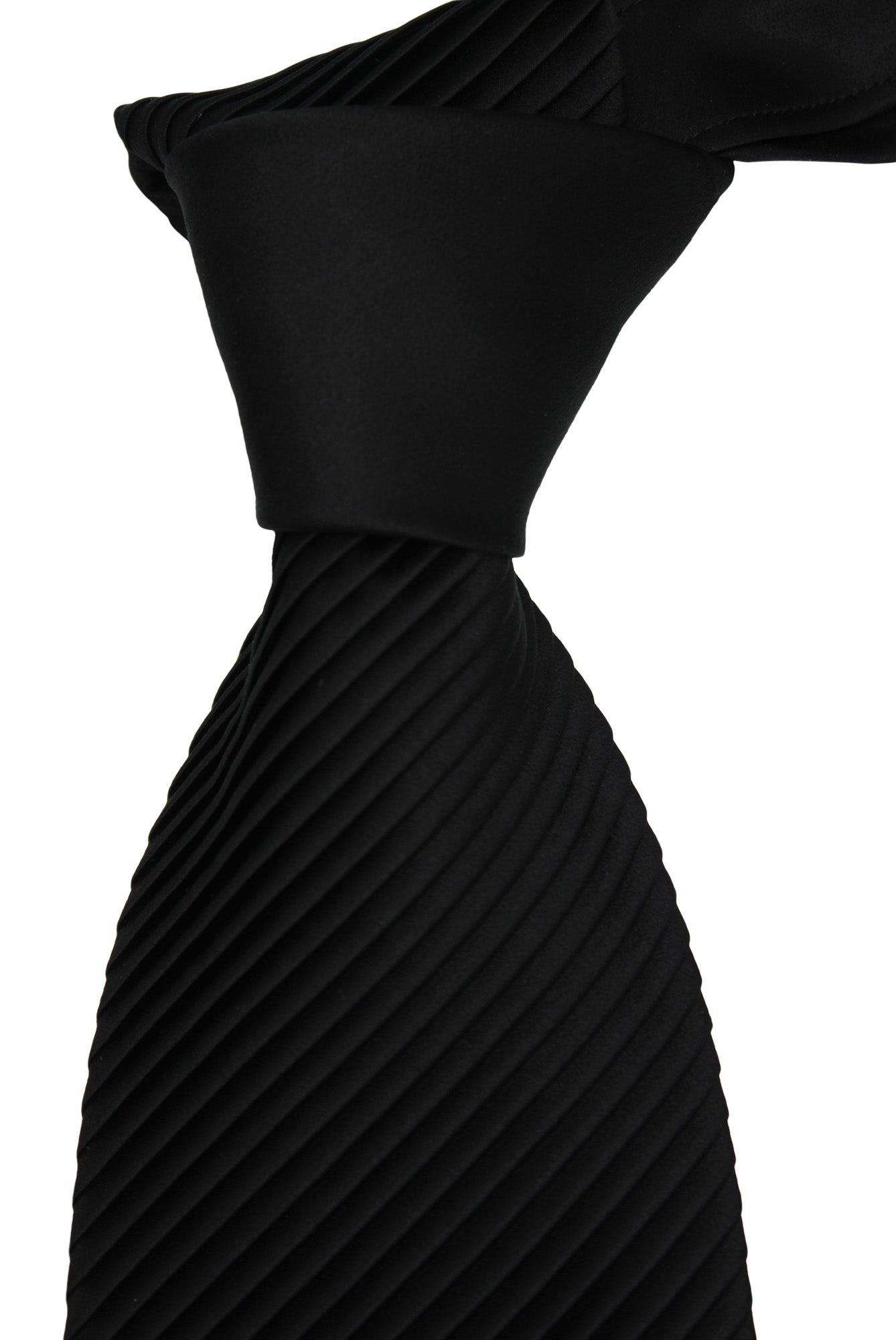 Italo Ferretti Satin Black Two Toned Pleated Tie