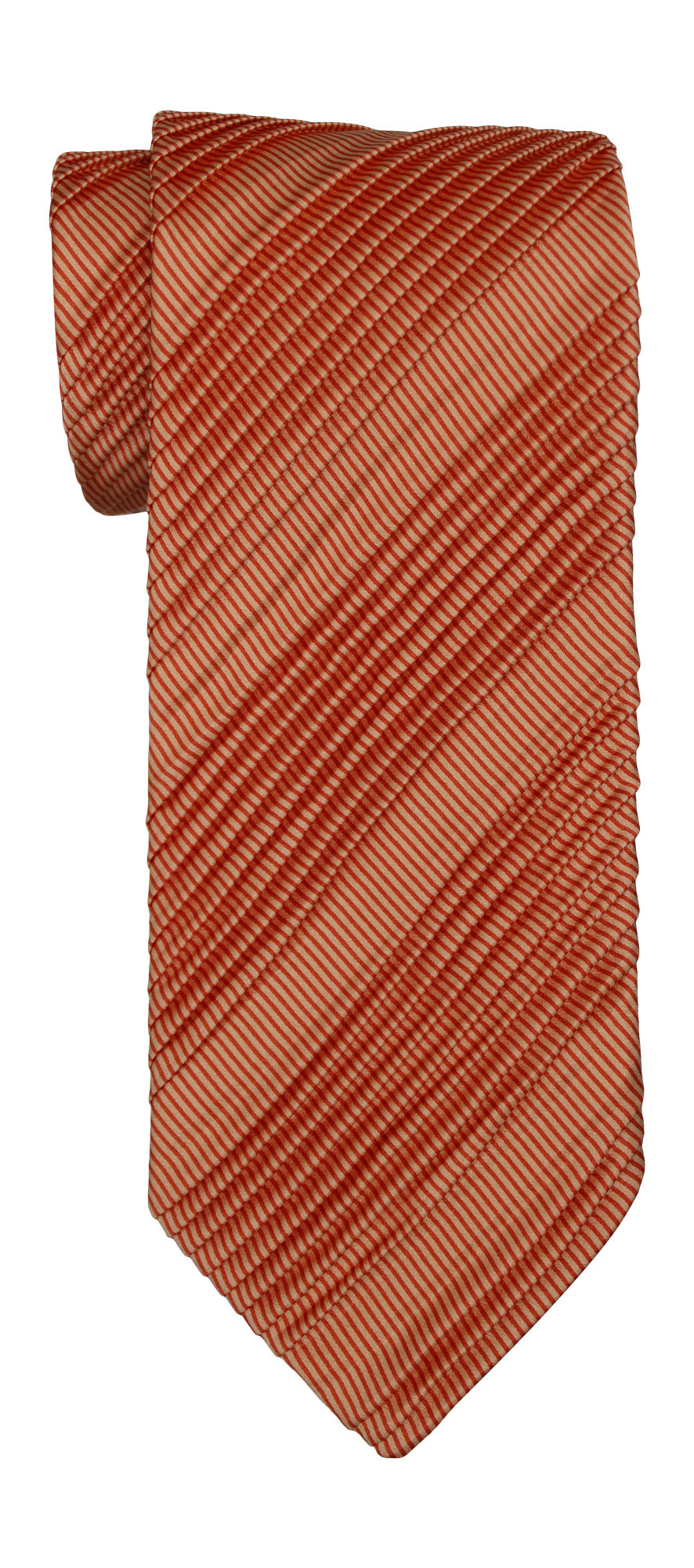 Italo Ferretti Satin Orange Two Toned Pleated Tie