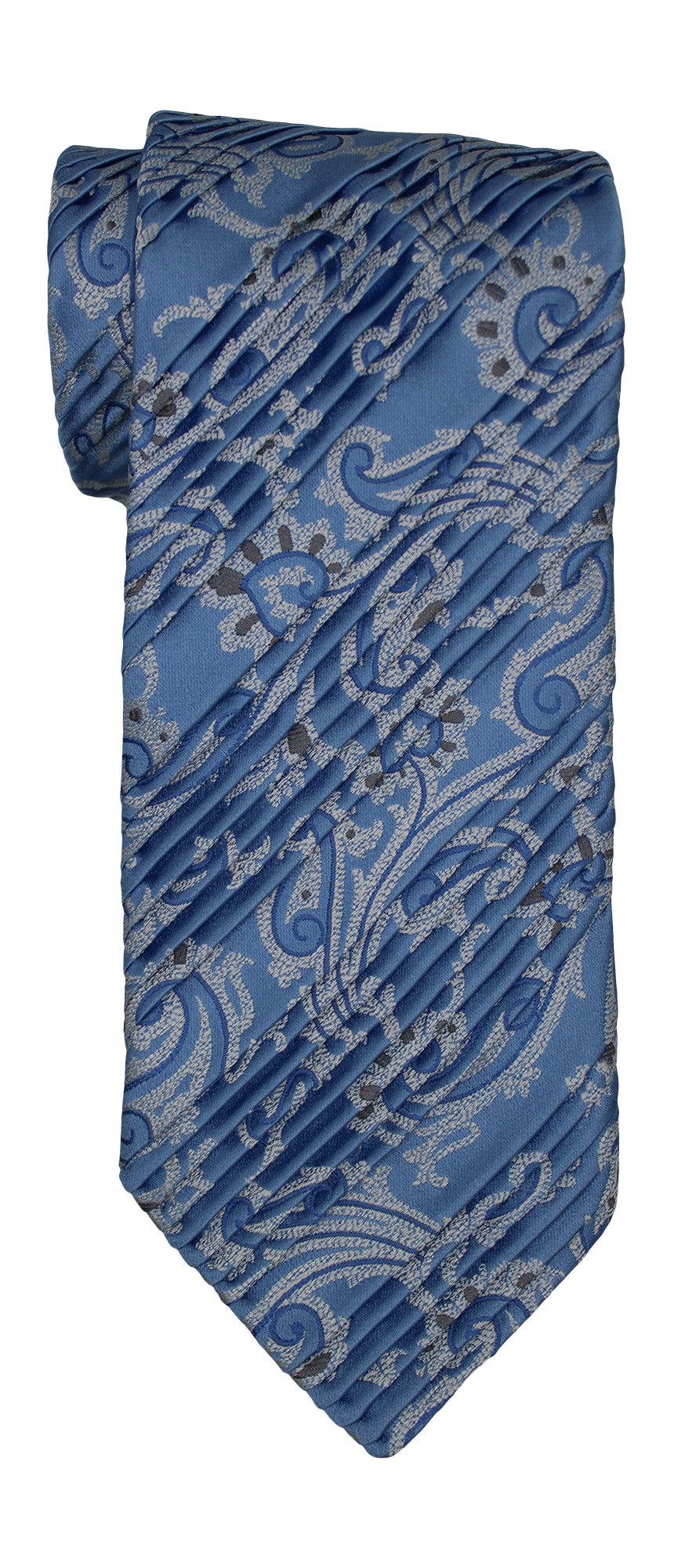 Italo Ferretti Blue Paisley Two Toned Pleated Tie