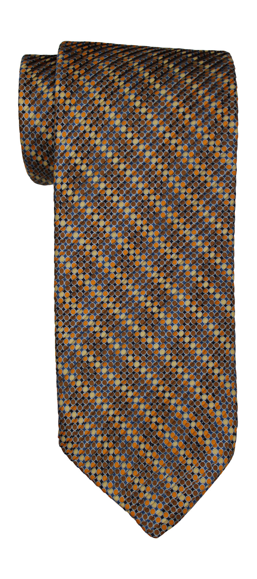 Italo Ferretti Satin Yellow Geometric Two Toned Pleated Tie
