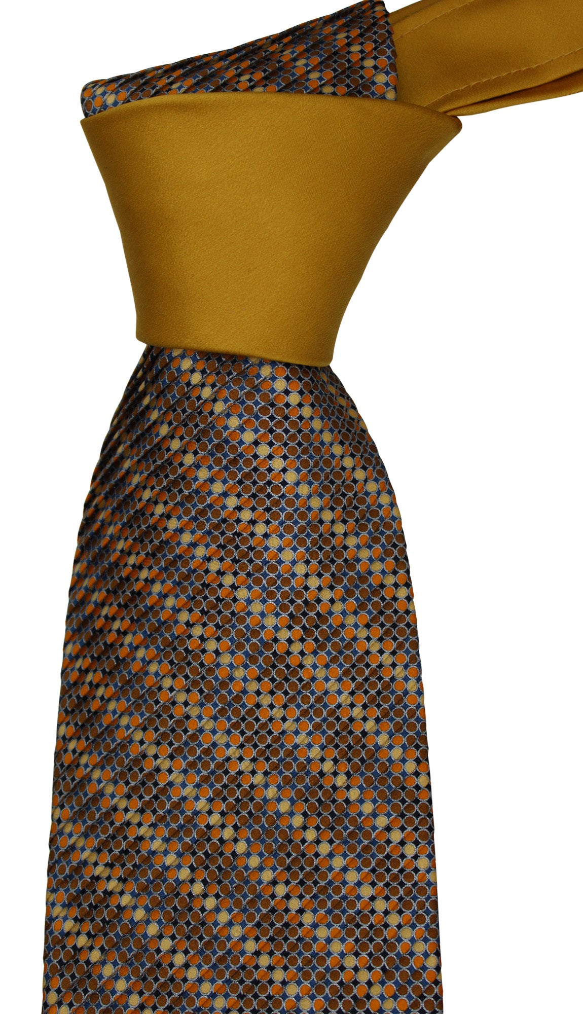 Italo Ferretti Satin Yellow Geometric Two Toned Pleated Tie