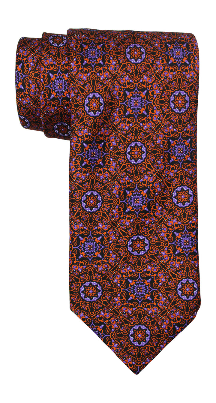 Italo Ferretti Satin Orange Fancy Geometric Tie