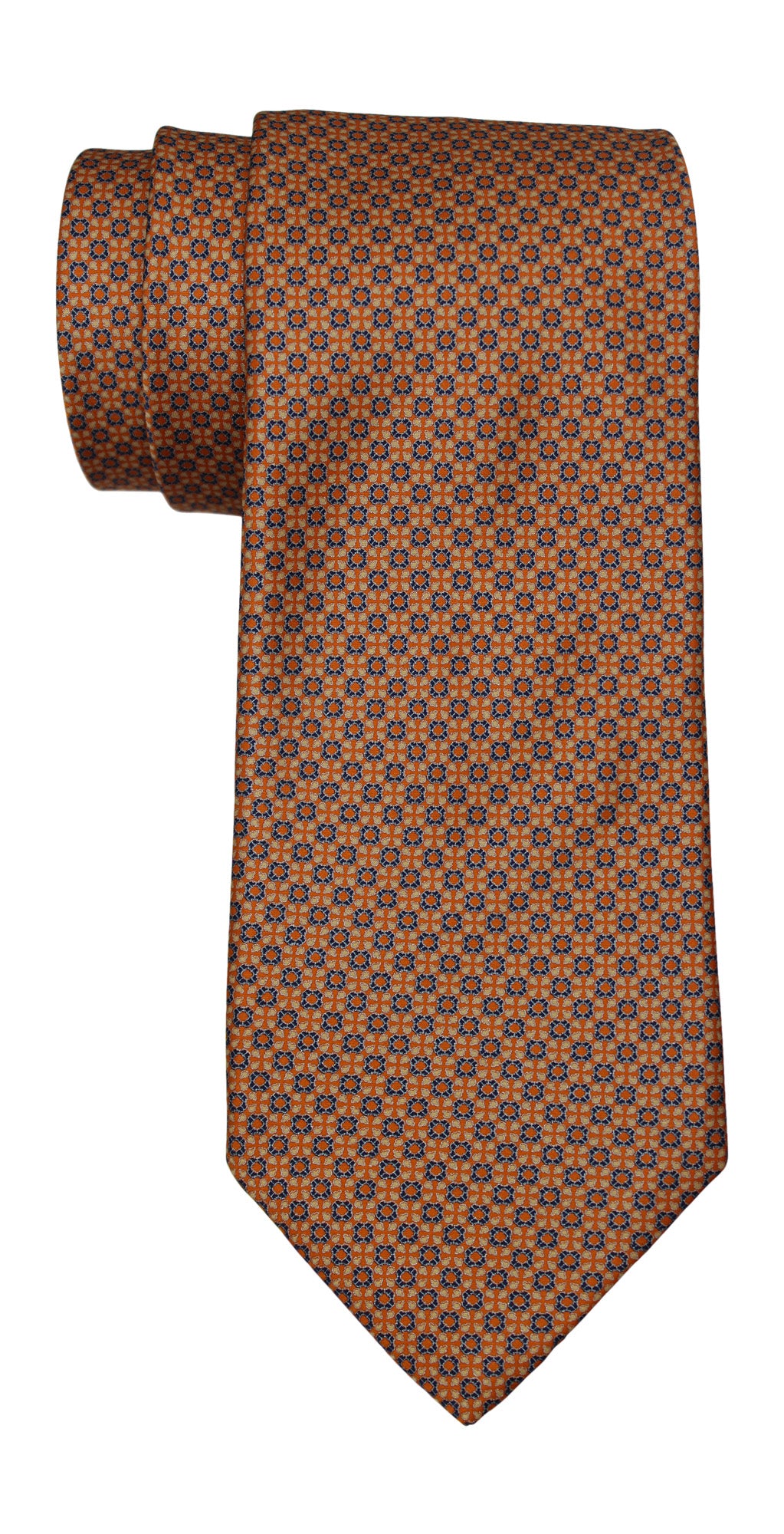Italo Ferretti Satin Neat Geometric Orange Tie