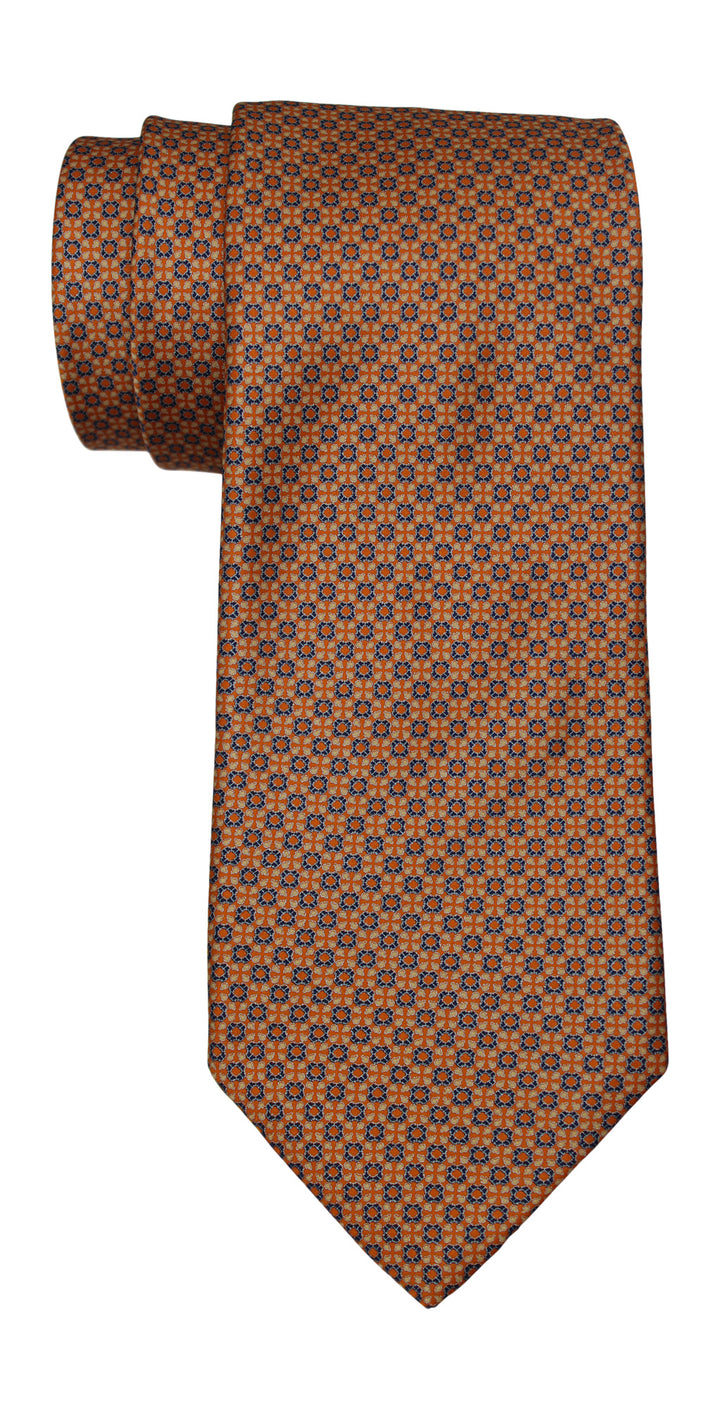 Italo Ferretti Satin Neat Geometric Orange Tie