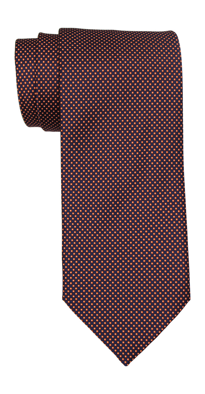 Italo Ferretti Satin Navy Orange Dotted Tie