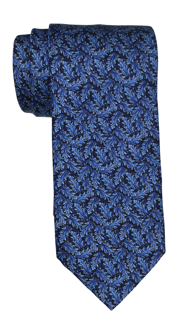 Italo Ferretti Satin Blue Feathers Tie