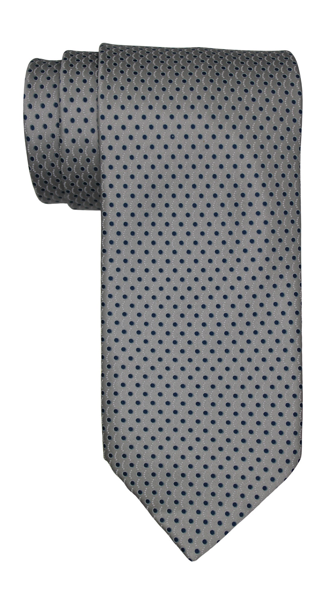 Italo Ferretti Satin Gray Navy Dotted Tie