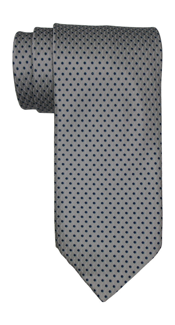 Italo Ferretti Satin Gray Navy Dotted Tie