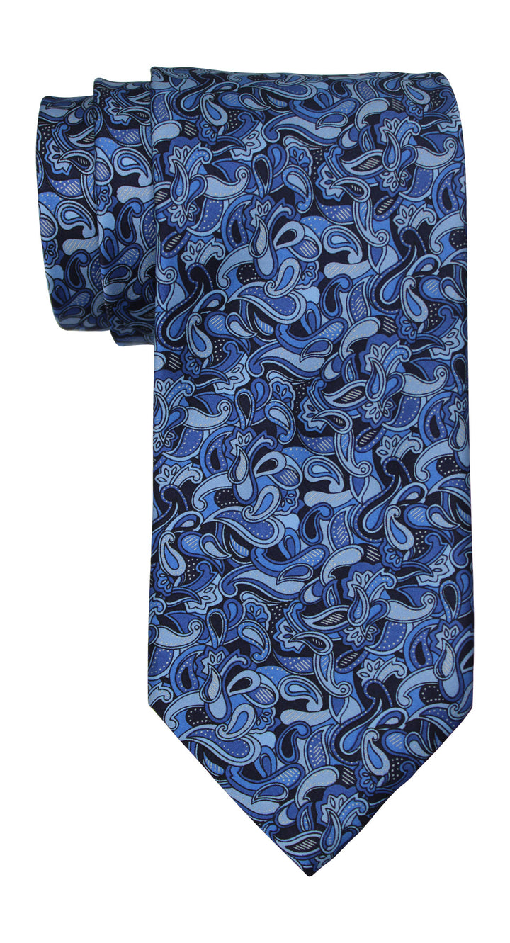 Italo Ferretti Satin Blue Paisley Tie