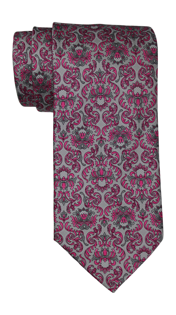 Italo Ferretti Satin Gray Pink Tapestry Tie