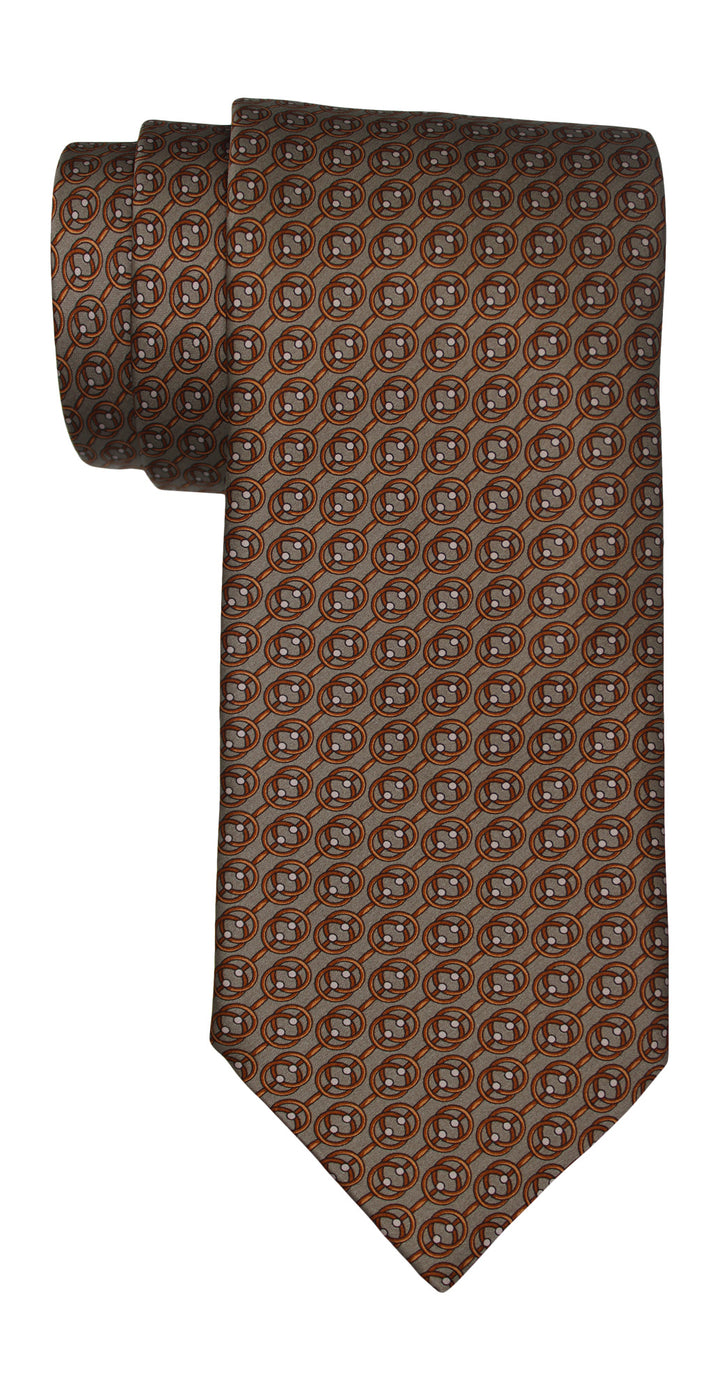 Italo Ferretti Satin Beige Geometric Tie