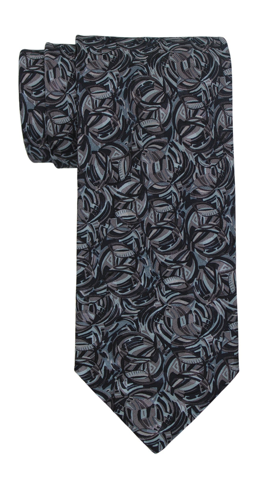 Italo Ferretti Satin Gray Abstrack Painting Tie