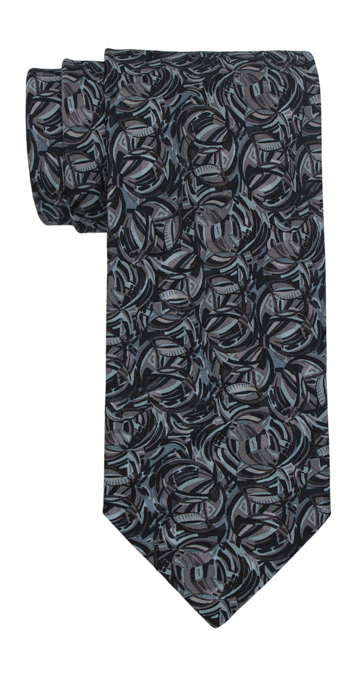 Italo Ferretti Satin Gray Abstrack Painting Tie