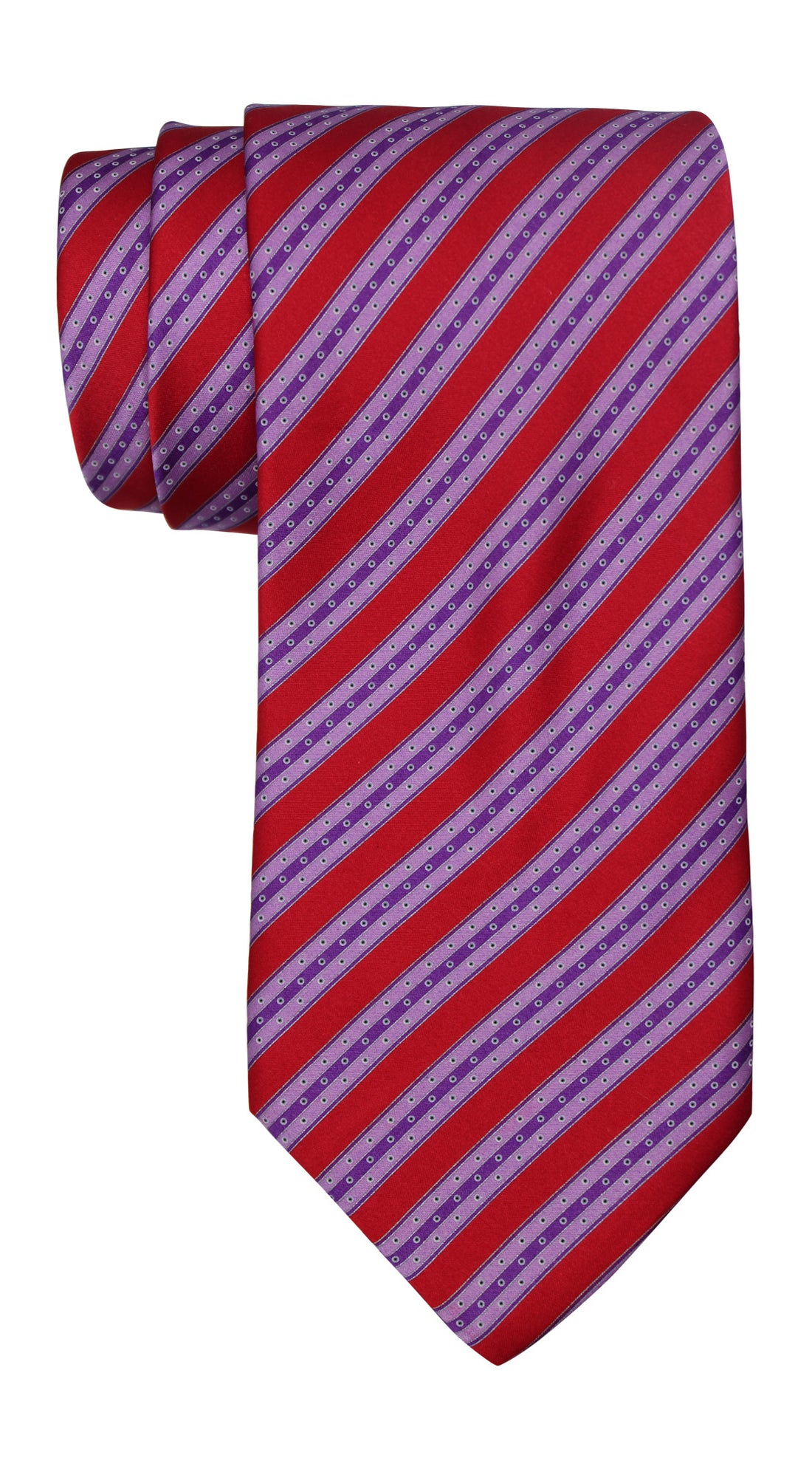 Italo Ferretti Satin Red Purple Striped Tie