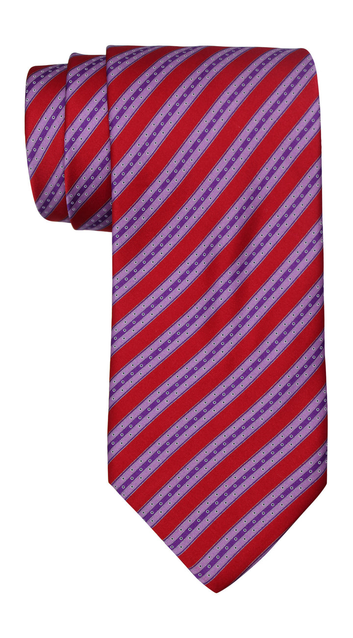 Italo Ferretti Satin Red Purple Striped Tie