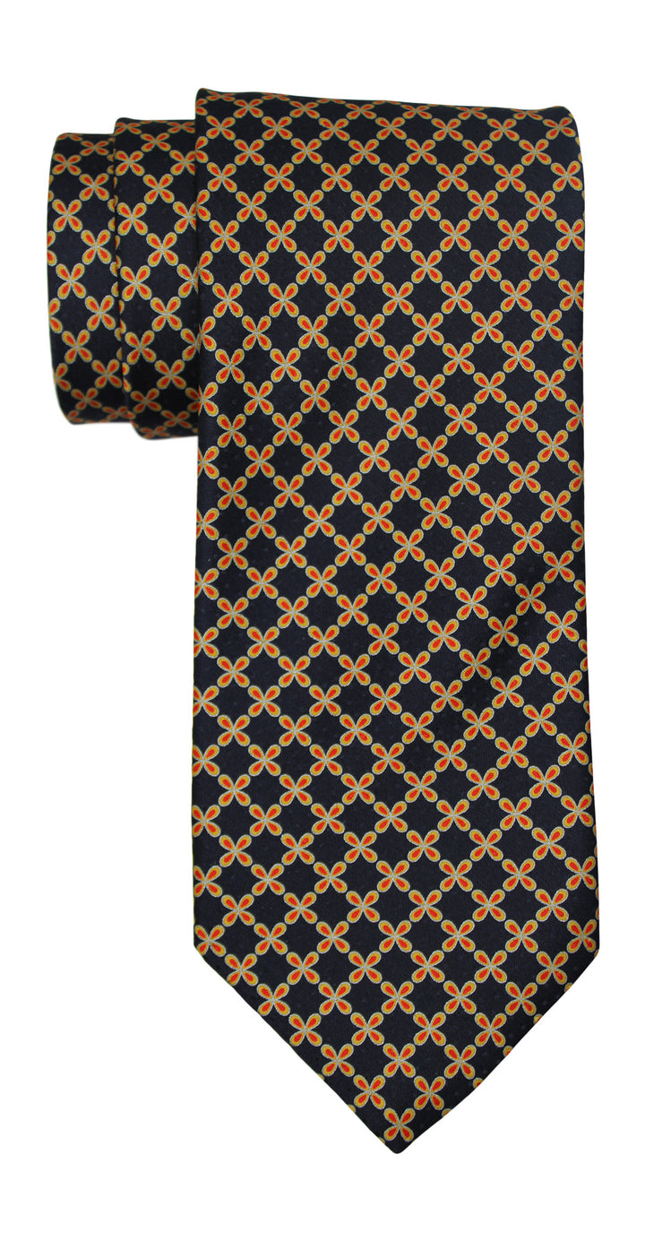 Italo Ferretti Satin Black Flower Tie